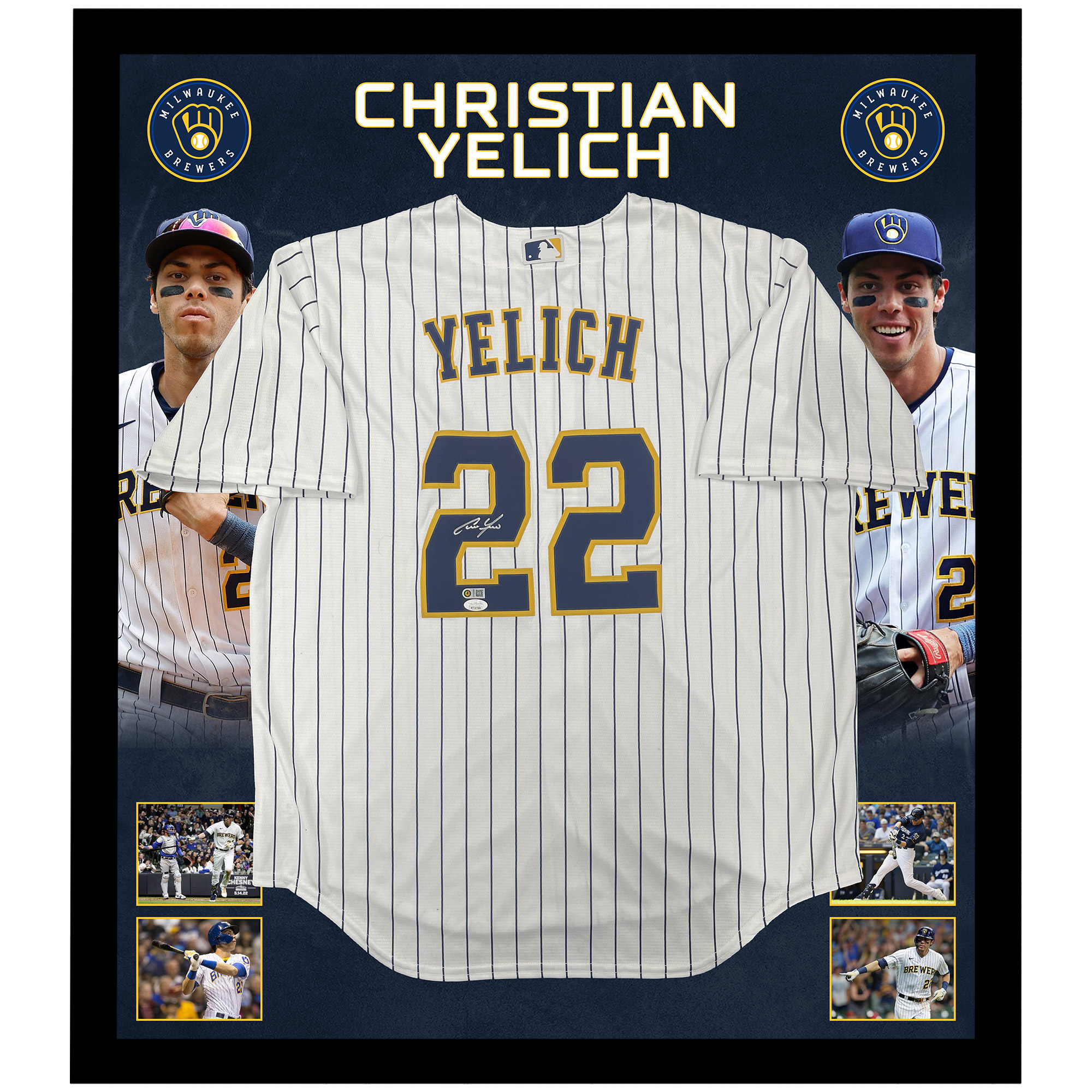 Baseball – Christian Yelich Signed & Framed Milwaukee Brewe...