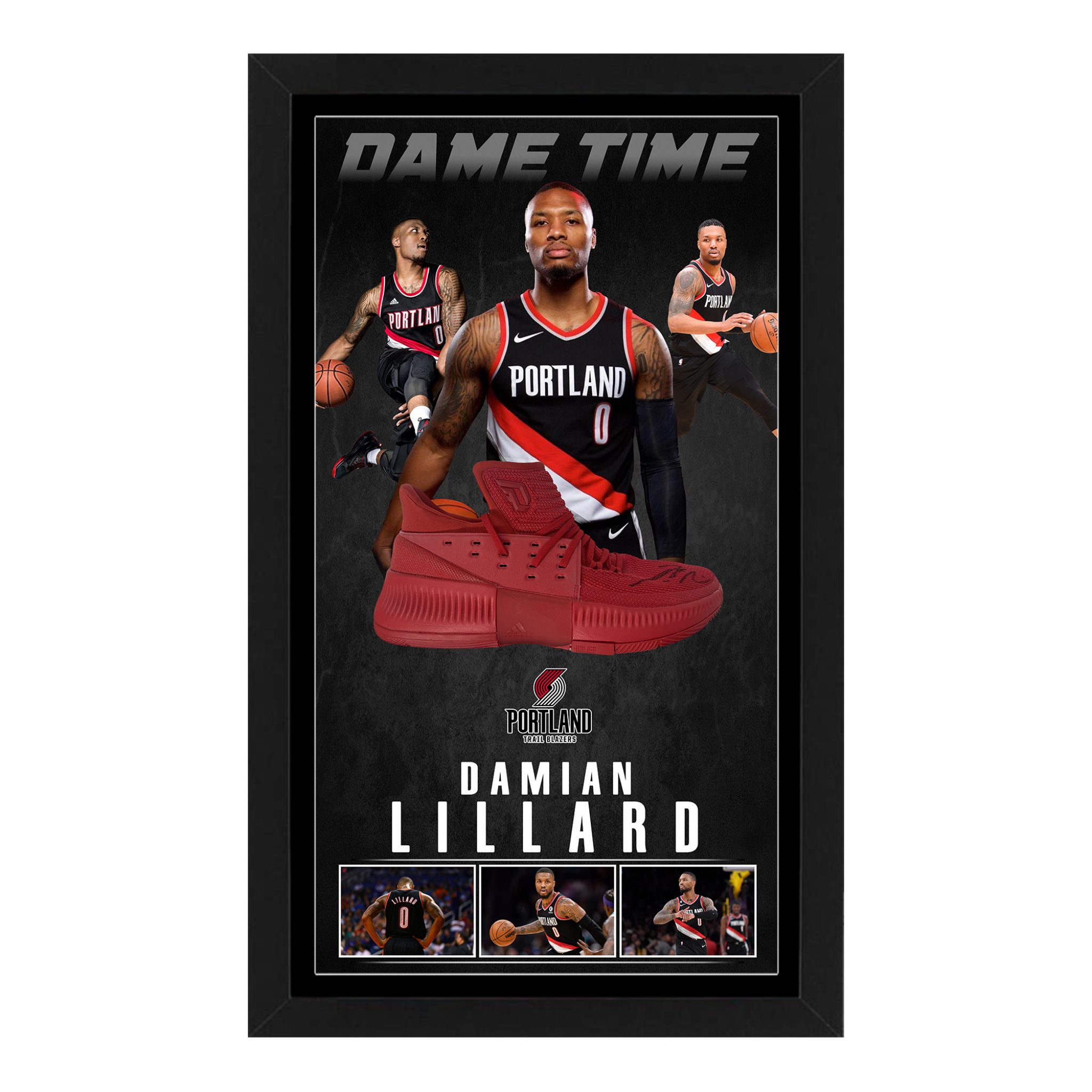 Basketball Damian Lillard Signed & Framed Adidas Dame 3 Basketball