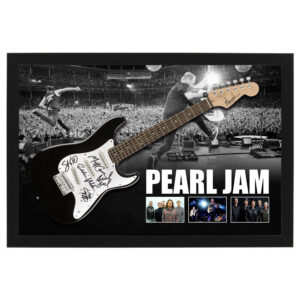 Music - Pearl Jam Signed & Framed Guitar with Backdrop