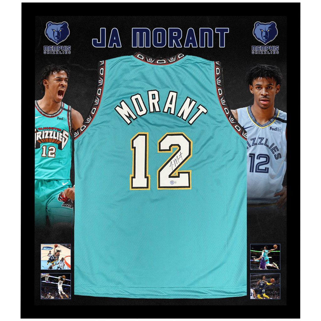 Ja Morant Signed Grizzlies 32x36 Custom Framed Jersey Display