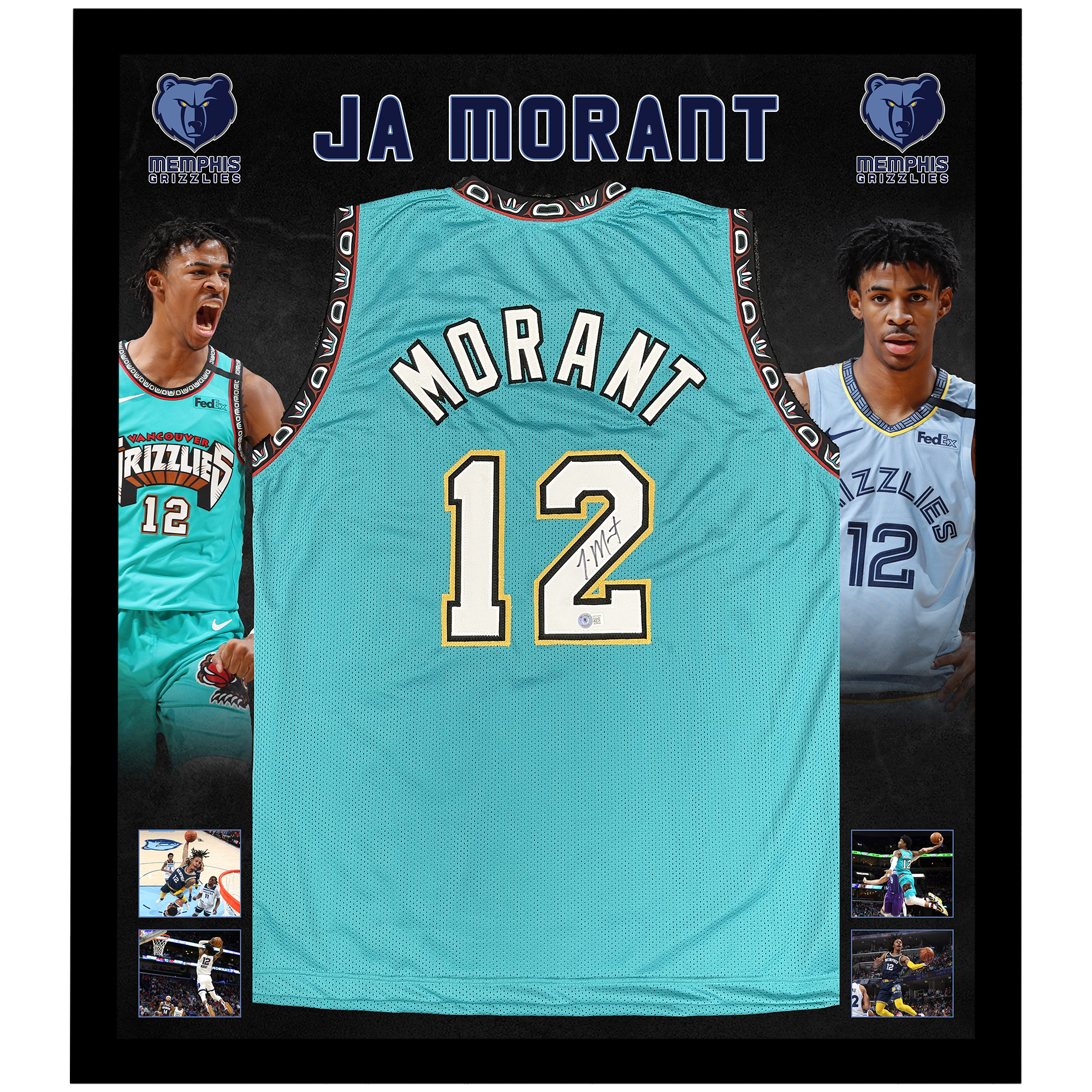 Basketball - Ja Morant Signed & Framed Memphis Grizzlies Jersey