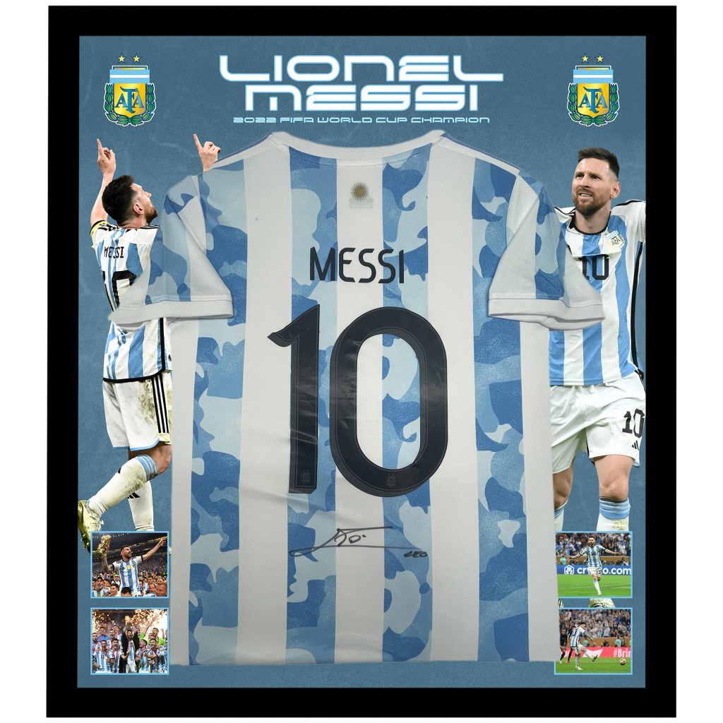 LIONEL MESSI SIGNED 2022 WORLD CUP SOCCER BALL IN ACRYLIC CASE