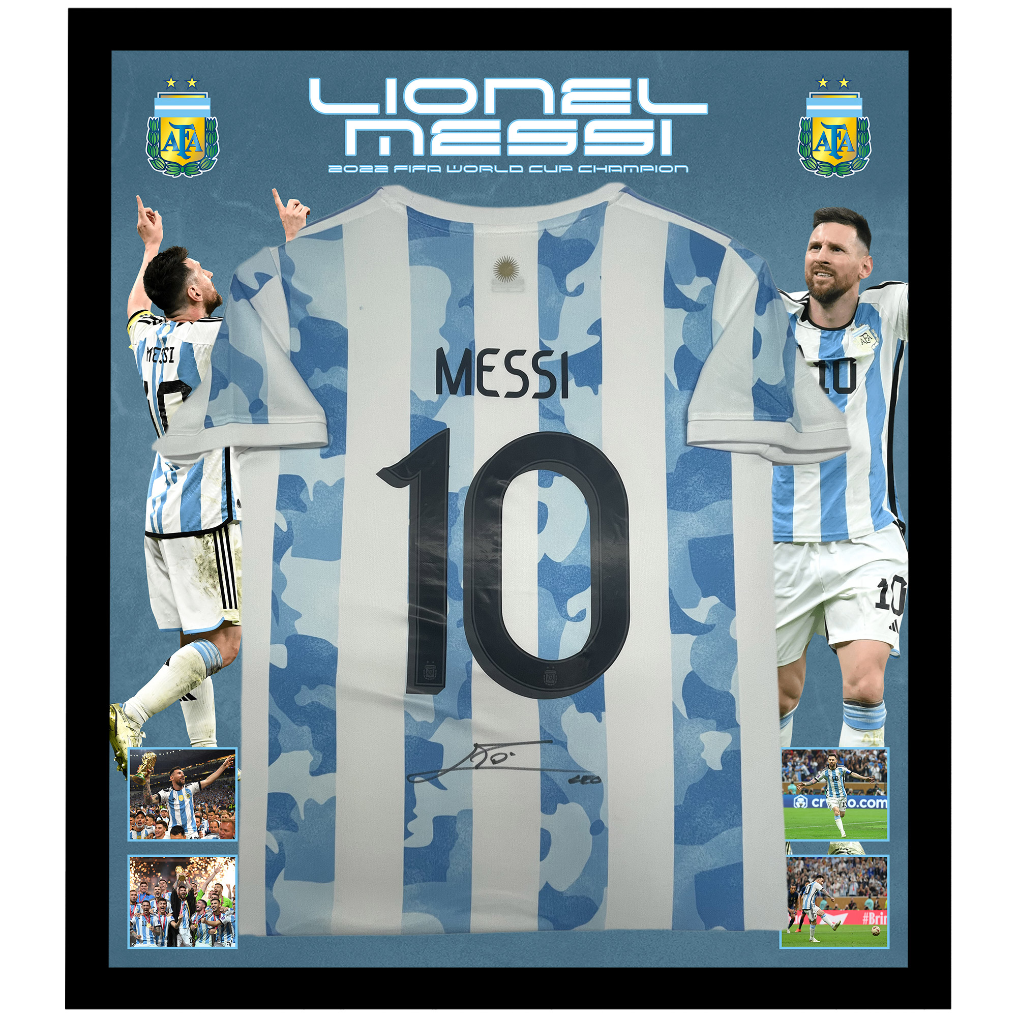 Soccer – Lionel Messi Argentina 2022 FIFA World Cup Champion Backdro...