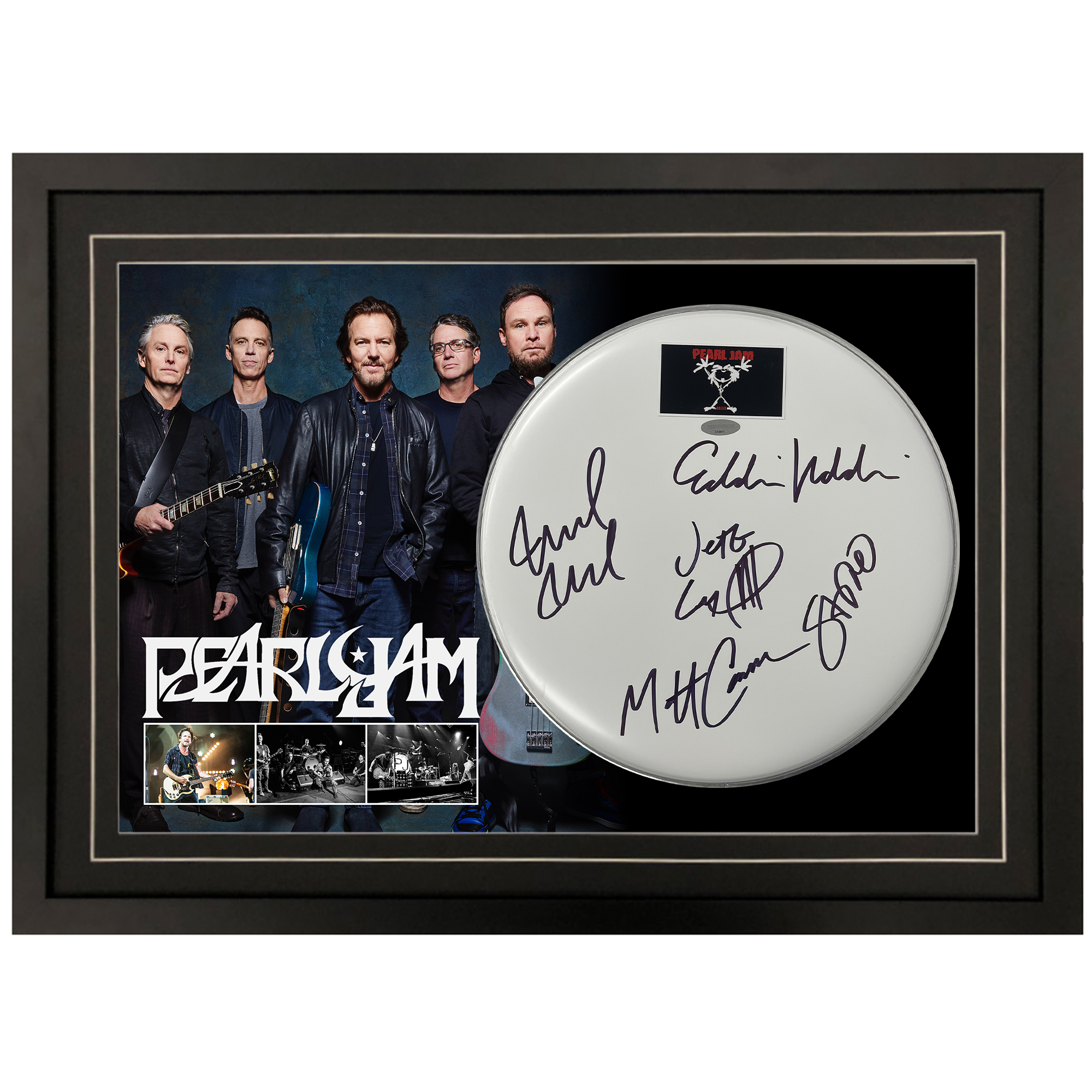 Pearl Jam – Signed & Framed Drumskin #35881