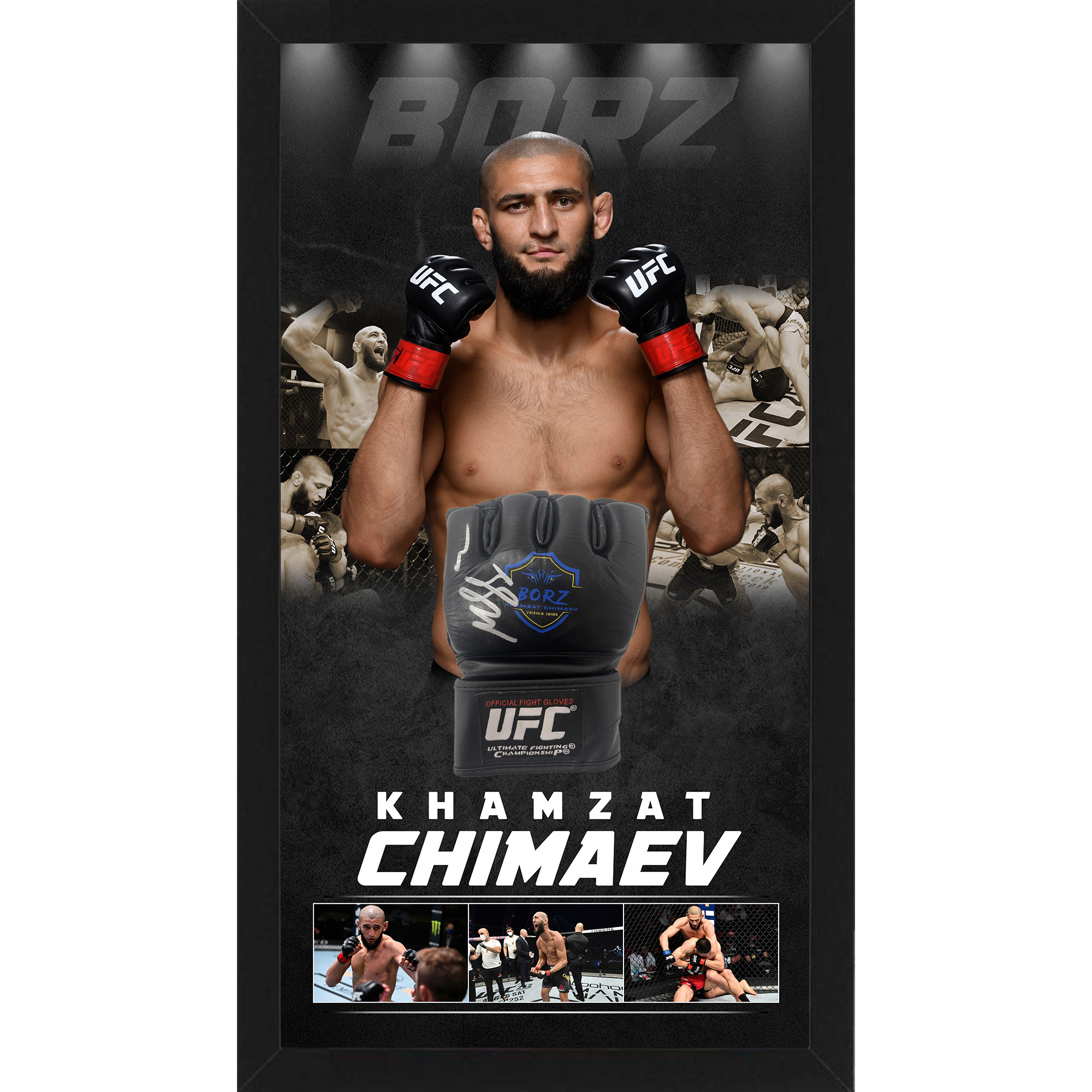 UFC – Khamzat Chimaev Signed & Framed UFC Glove (PSA COA)