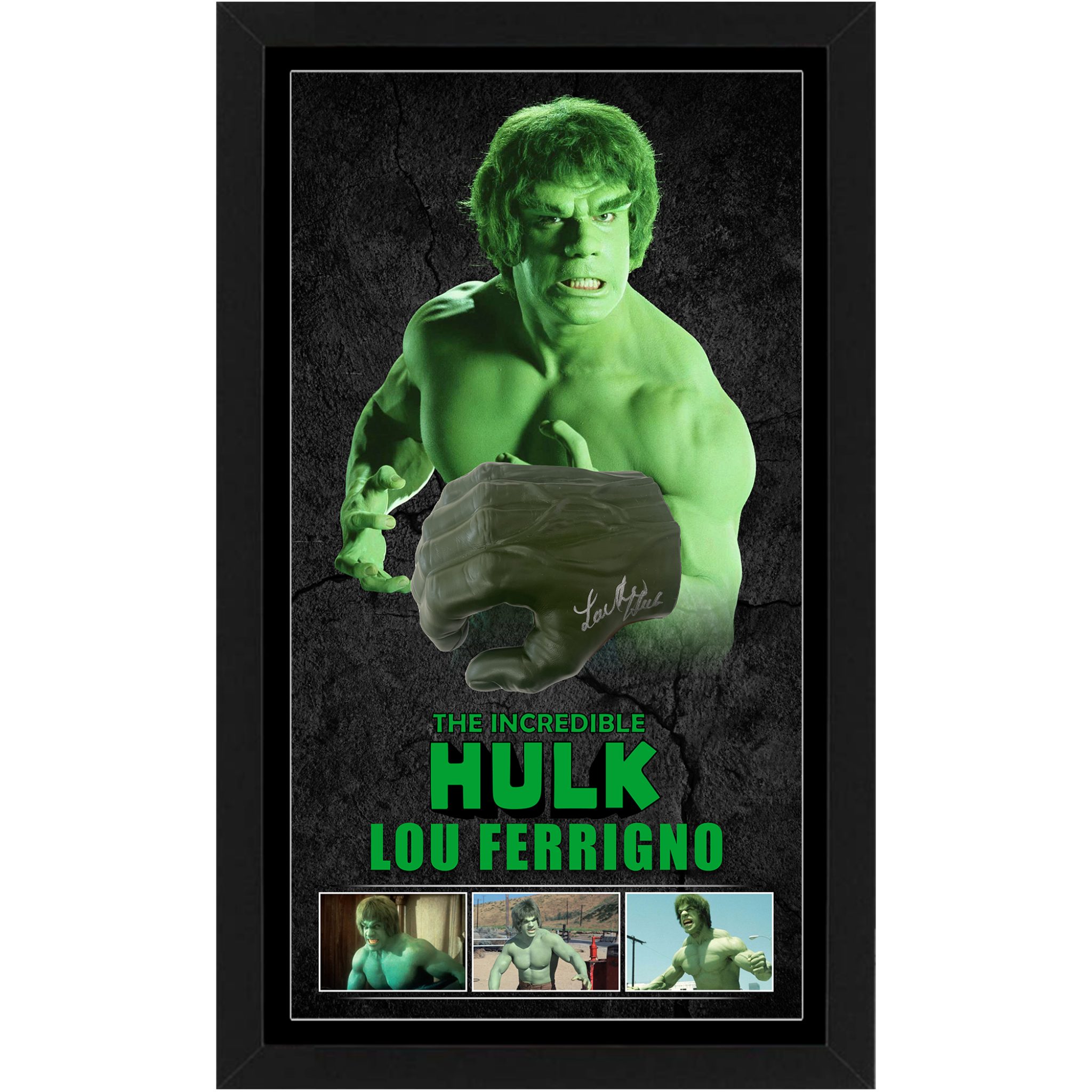 Lou Ferrigno The Incredible Hulk Signed And Framed Hulk Fist