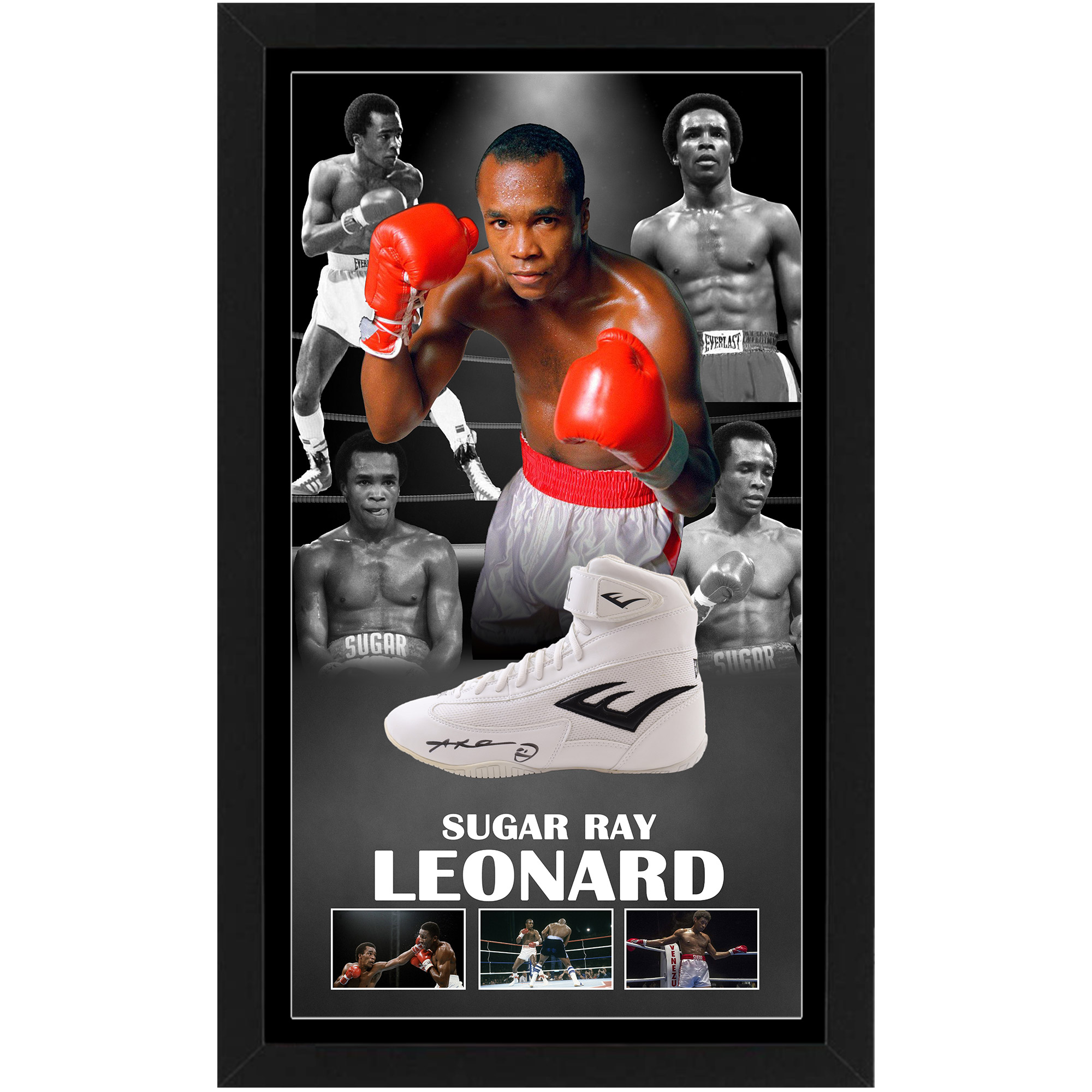Boxing – Sugar Ray Leonard Signed & Framed Boxing Shoe (PSA...