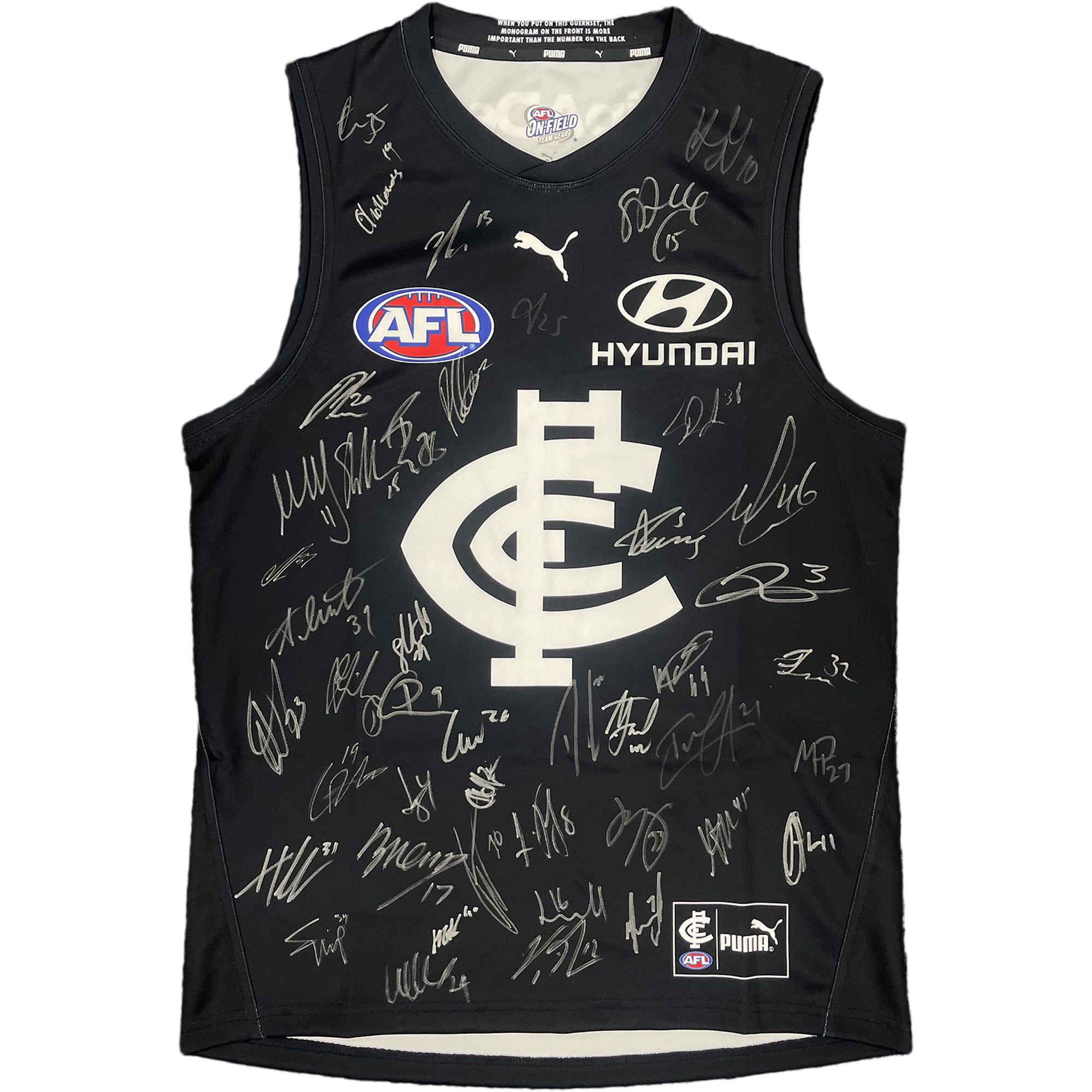 Carlton FOOTBALL CLUB 2023 SQUAD SIGNED GUERNSEY Taylormade