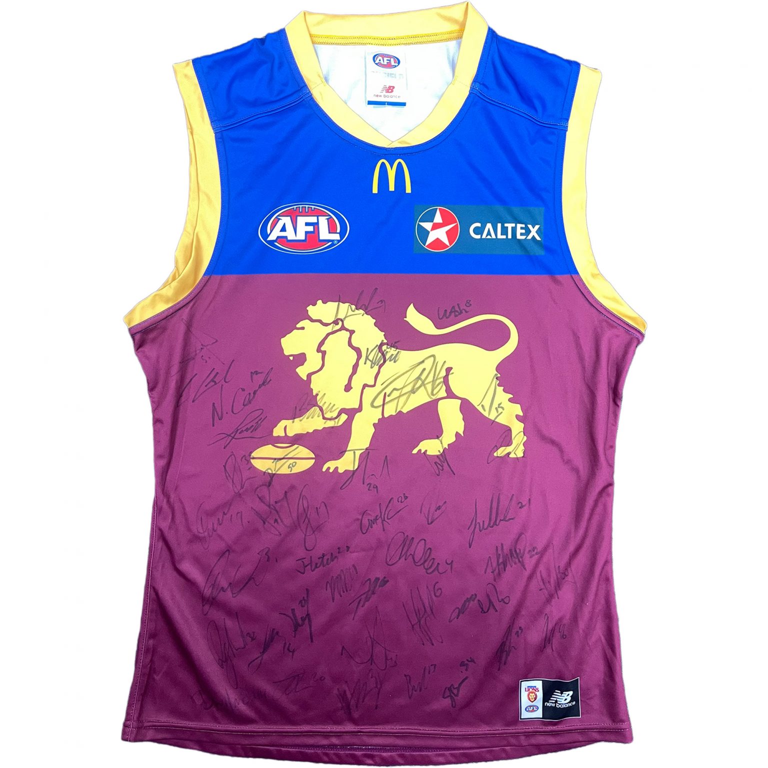 BRISBANE LIONS 2023 SQUAD SIGNED GUERNSEY Taylormade Memorabilia