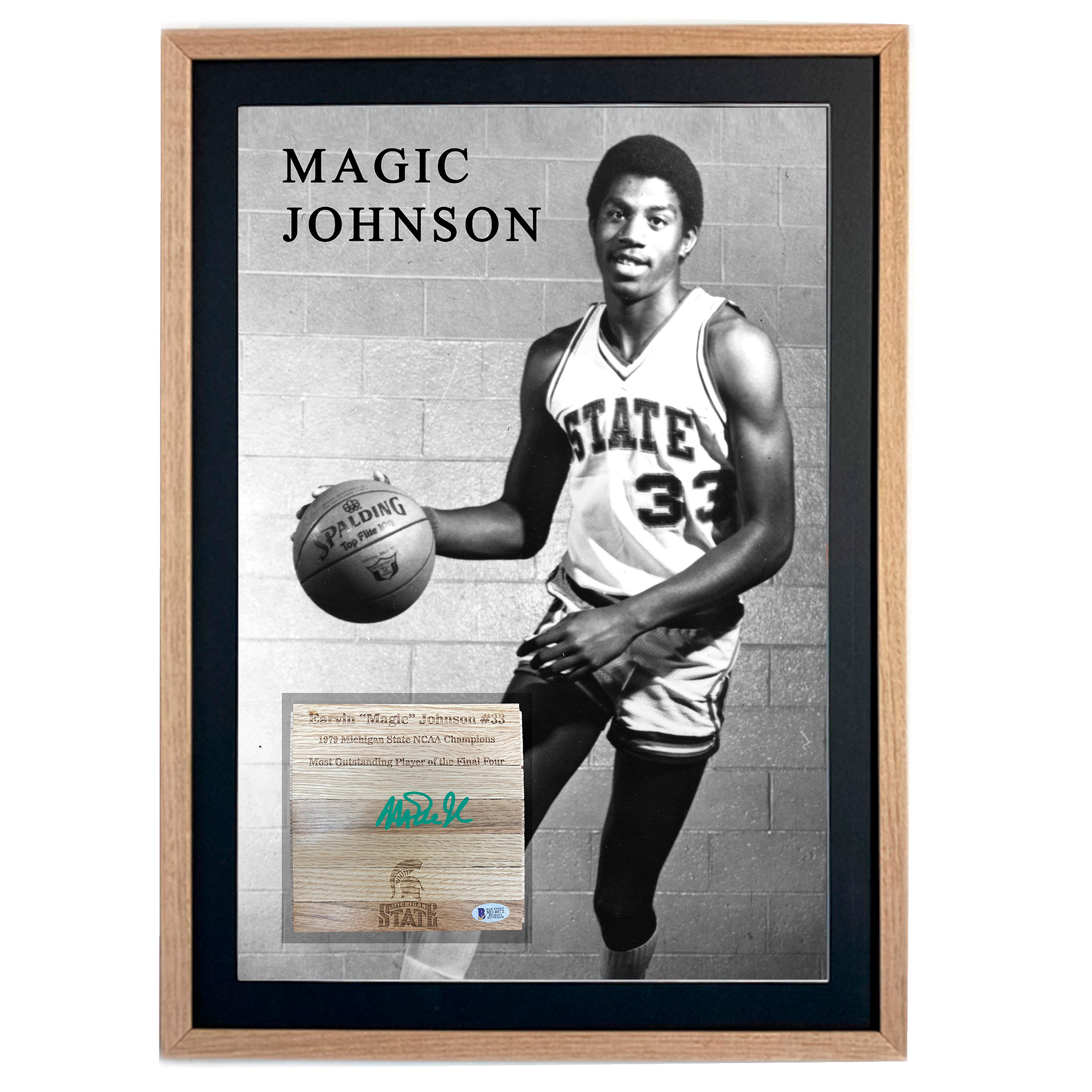 Basketball – Magic Johnson Michigan State Hand Signed Wood Floor...