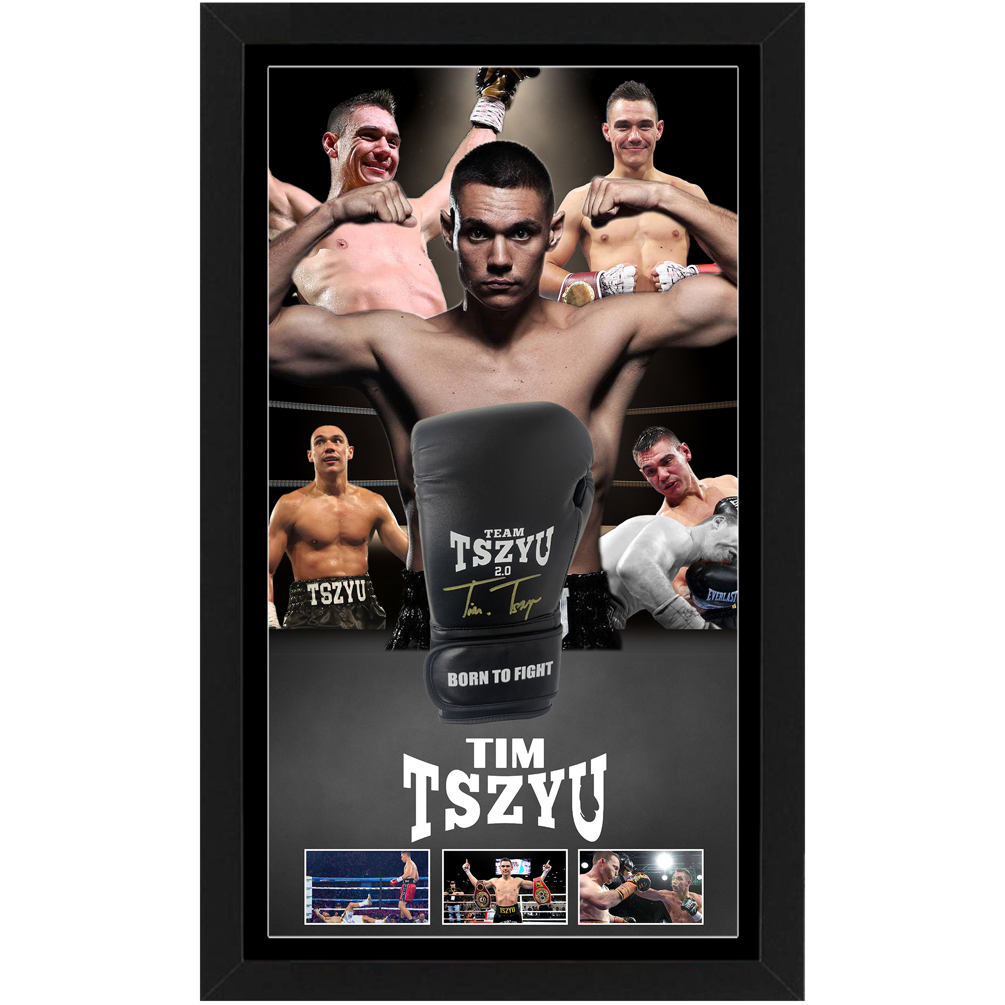 Boxing – Tim Tszyu Signed & Framed Black Boxing Glove