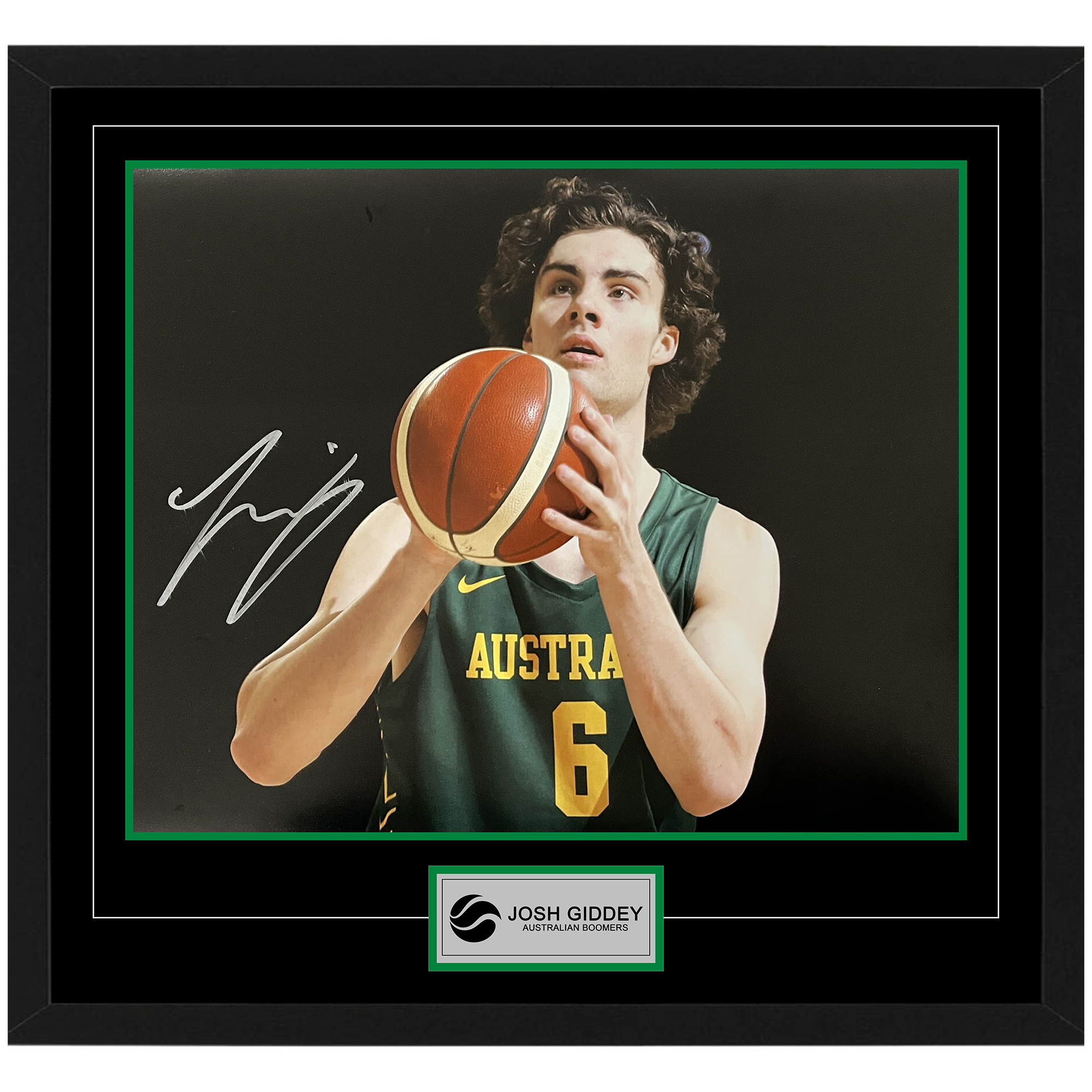 Basketball – JOSH GIDDEY Signed & Framed Australian Boomers 16&...
