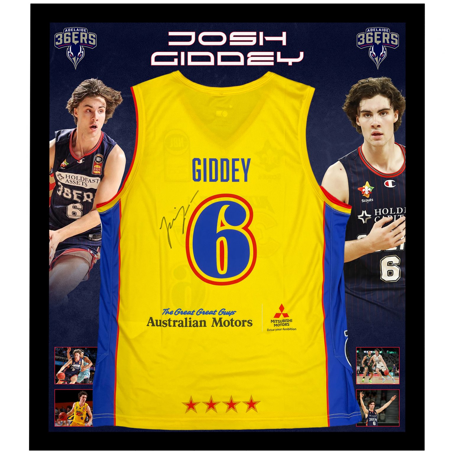 Basketball Josh Giddey Signed & Framed Adelaide 36ers NBL Jersey