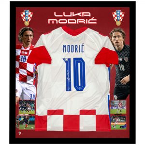 Real Madrid Luka Modric Signed White Adidas Framed Jersey BAS