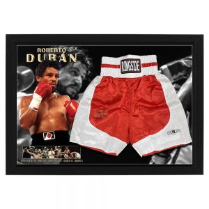 Roberto Duran - Signed & Framed Boxing Trunks