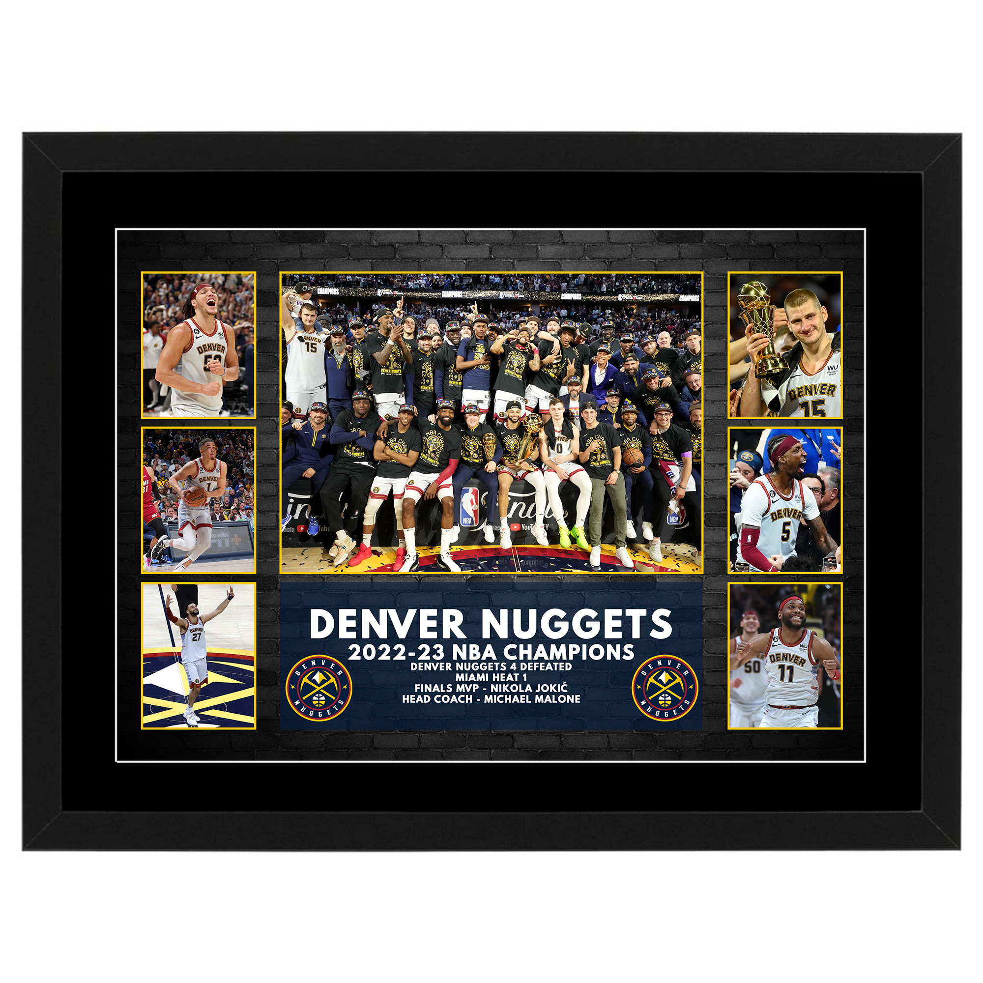 Basketball – Denver Nuggets 2022-23 NBA Champions Framed Pre Pri...