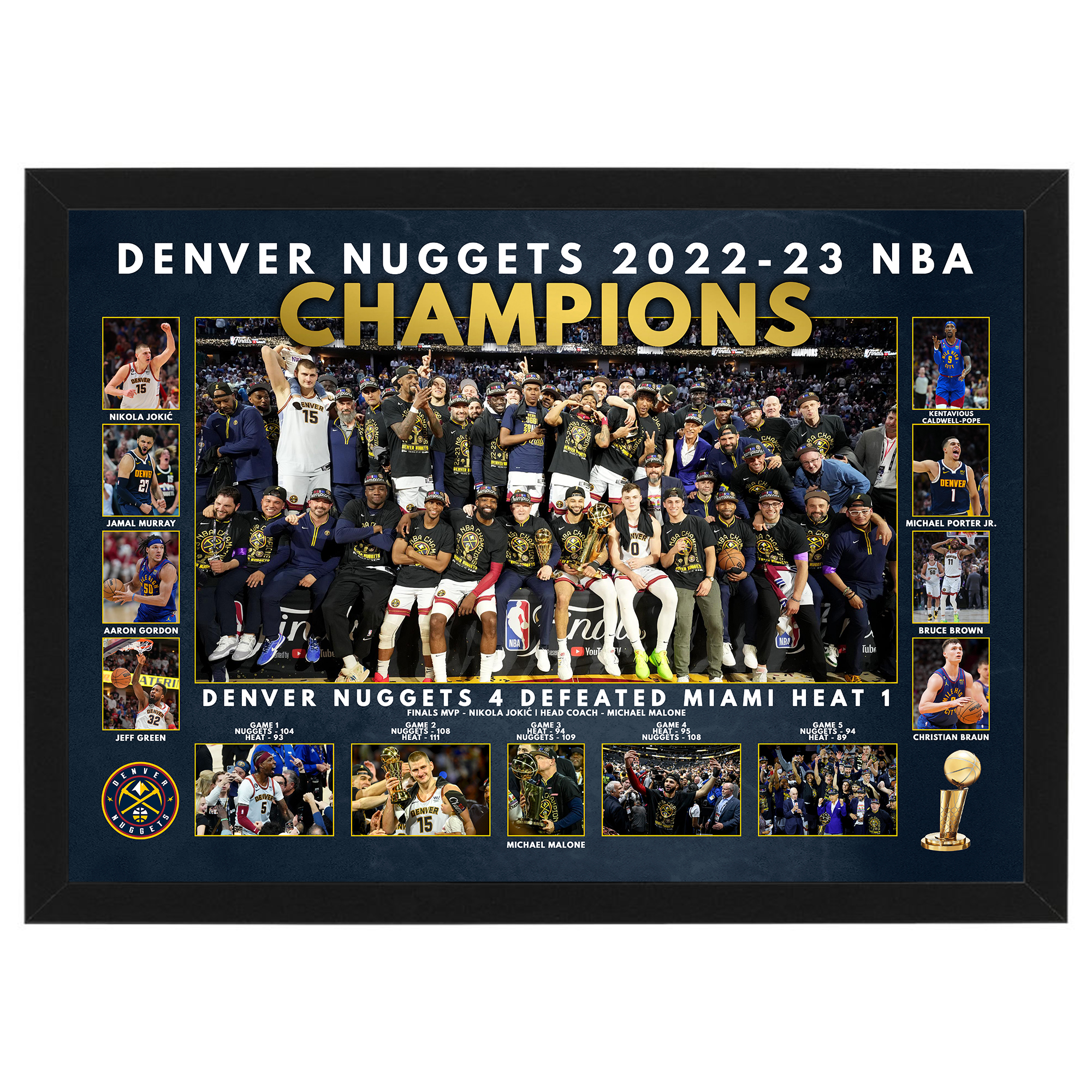Denver Nuggets 2022-23 NBA Champions Framed Sportsprint
