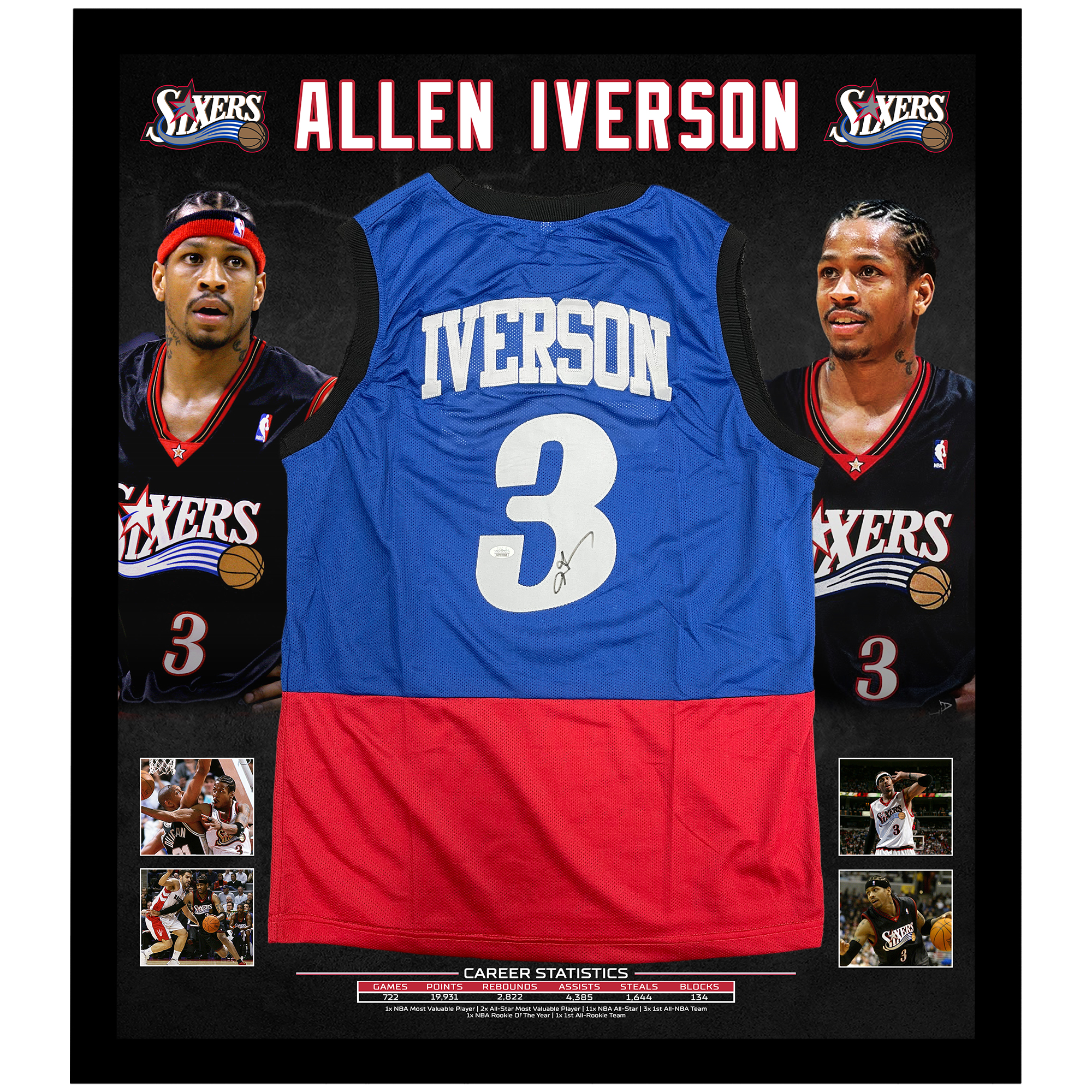 Basketball – Allen Iverson Signed & Framed Philadelphia 76e...