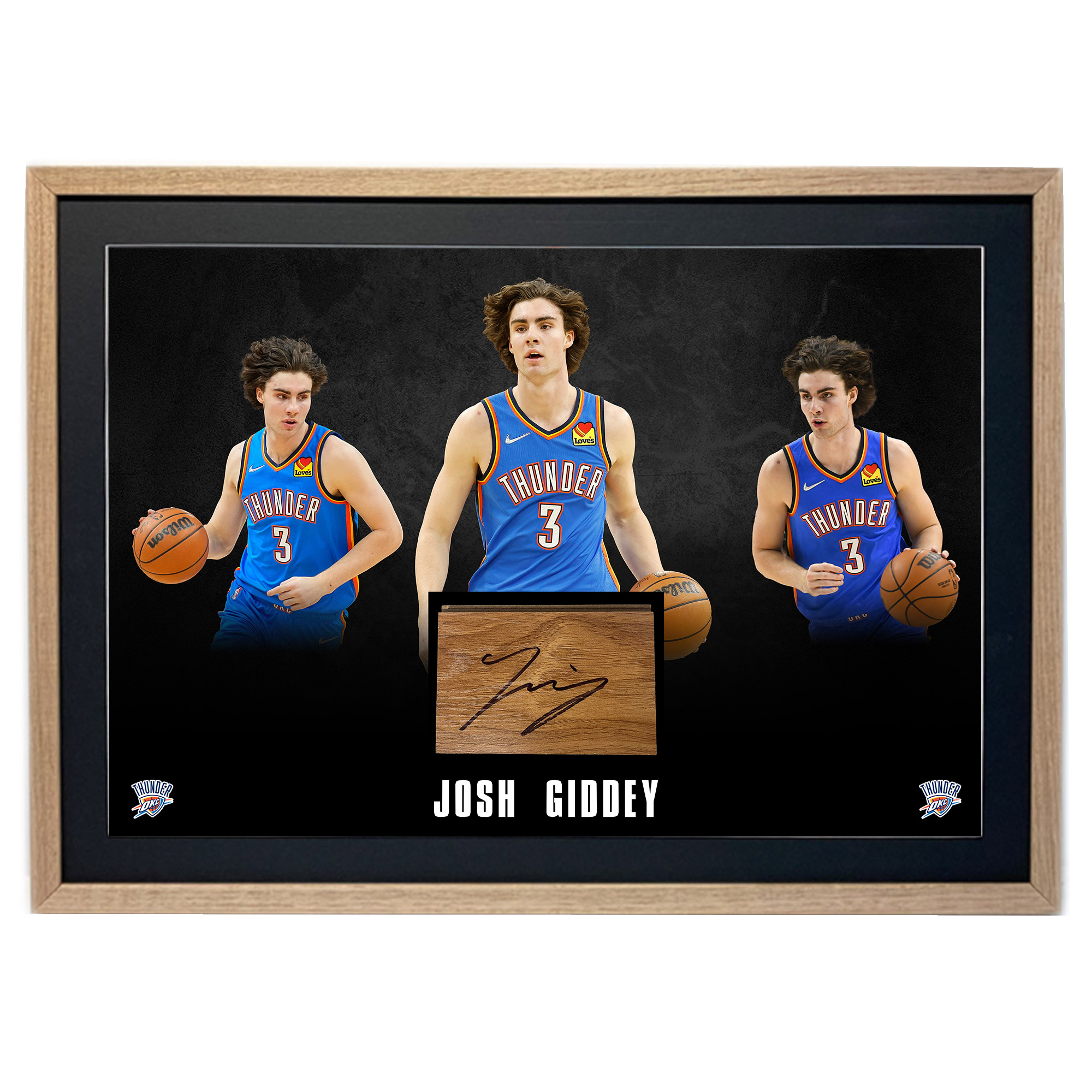 Basketball – Josh Giddey Hand Signed Wood Floorboard Piece Displ...