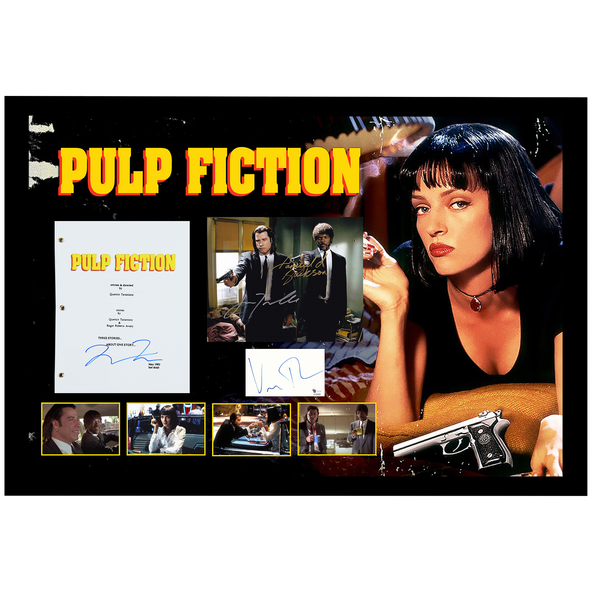 Pulp Fiction – Cast Signed Movie Display John Travolta, Samuel L...