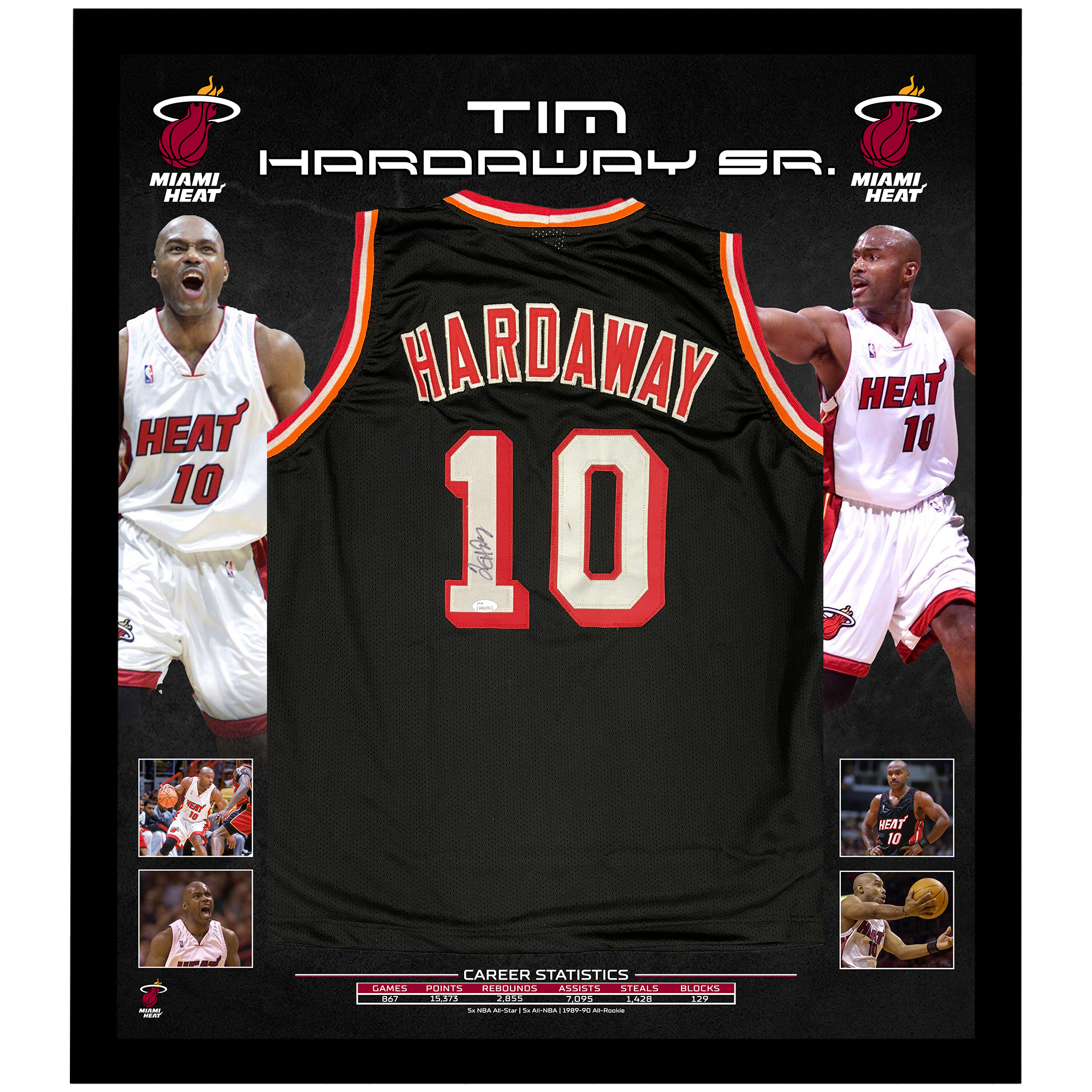 Basketball – Tim Hardaway Sr. Miami Heat Signed & Framed Je...