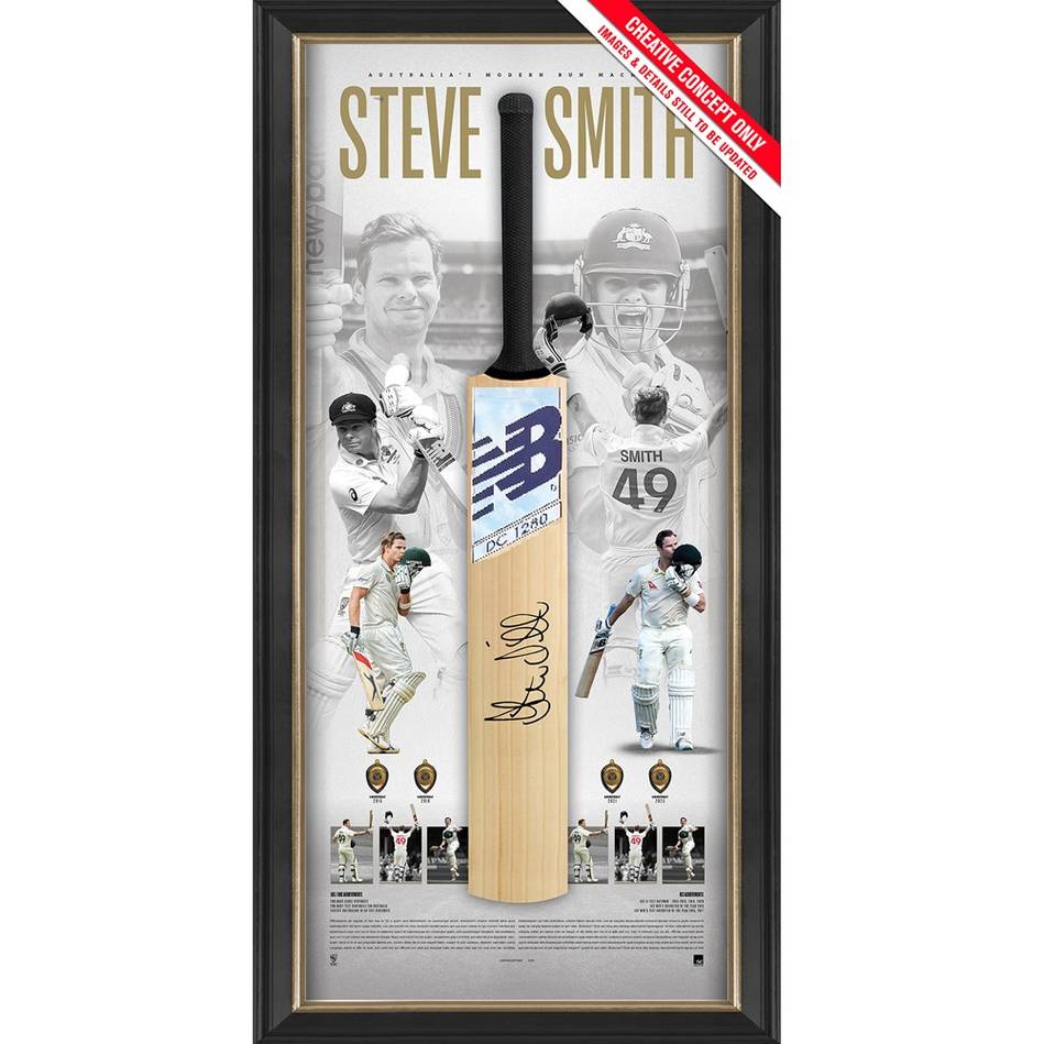Cricket – Steve Smith Signed & Framed Bat Display