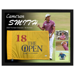 Golf - Cameron Smith Signed & Framed 2022 The Open Pin Flag