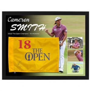 Golf - Cameron Smith Signed & Framed 2022 The Open Pin Flag