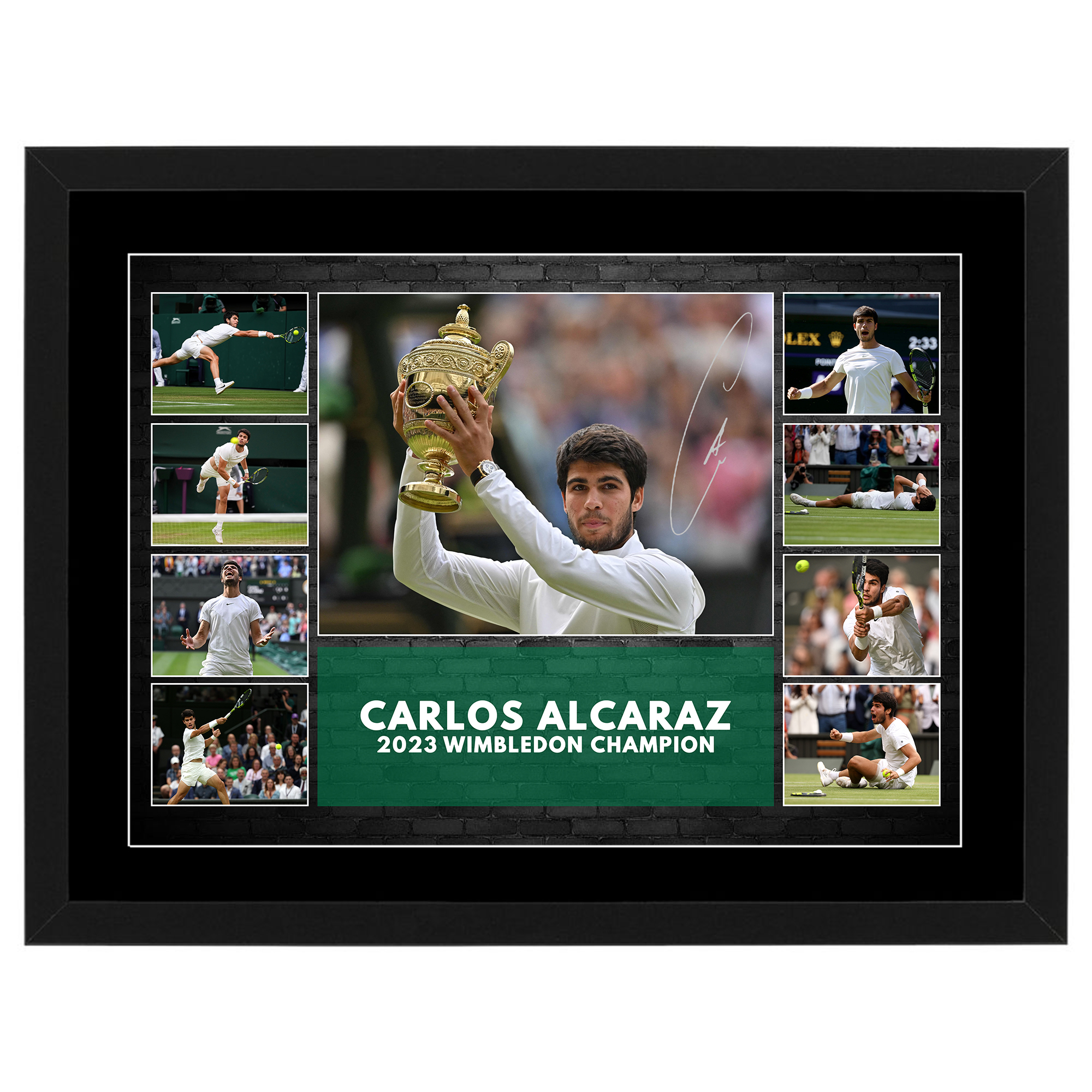 Tennis – Carlos Alcaraz 2023 Wimbledon Champion Framed Pre Print