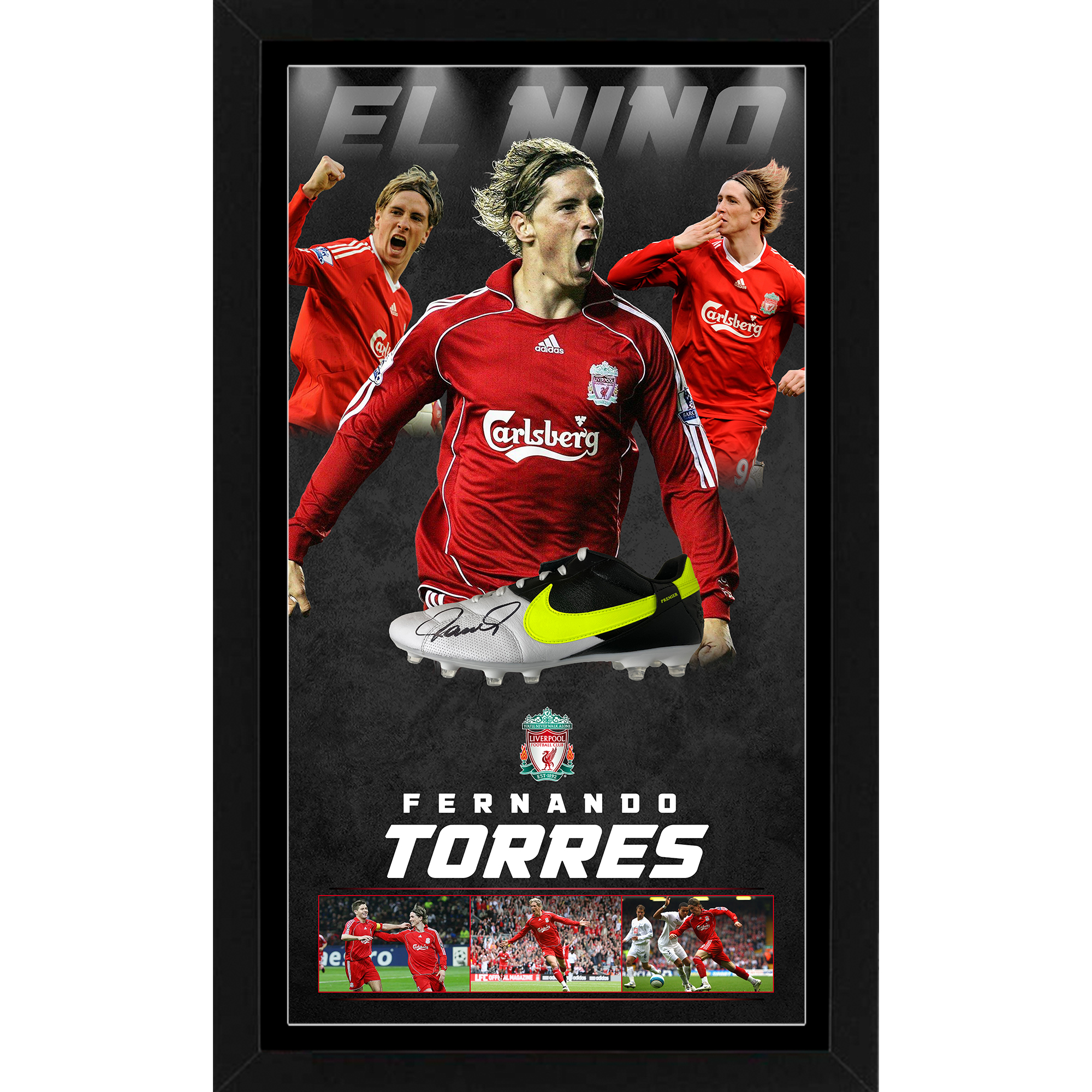 Soccer – FERNANDO TORRES Liverpool Signed & Framed Soccer B...