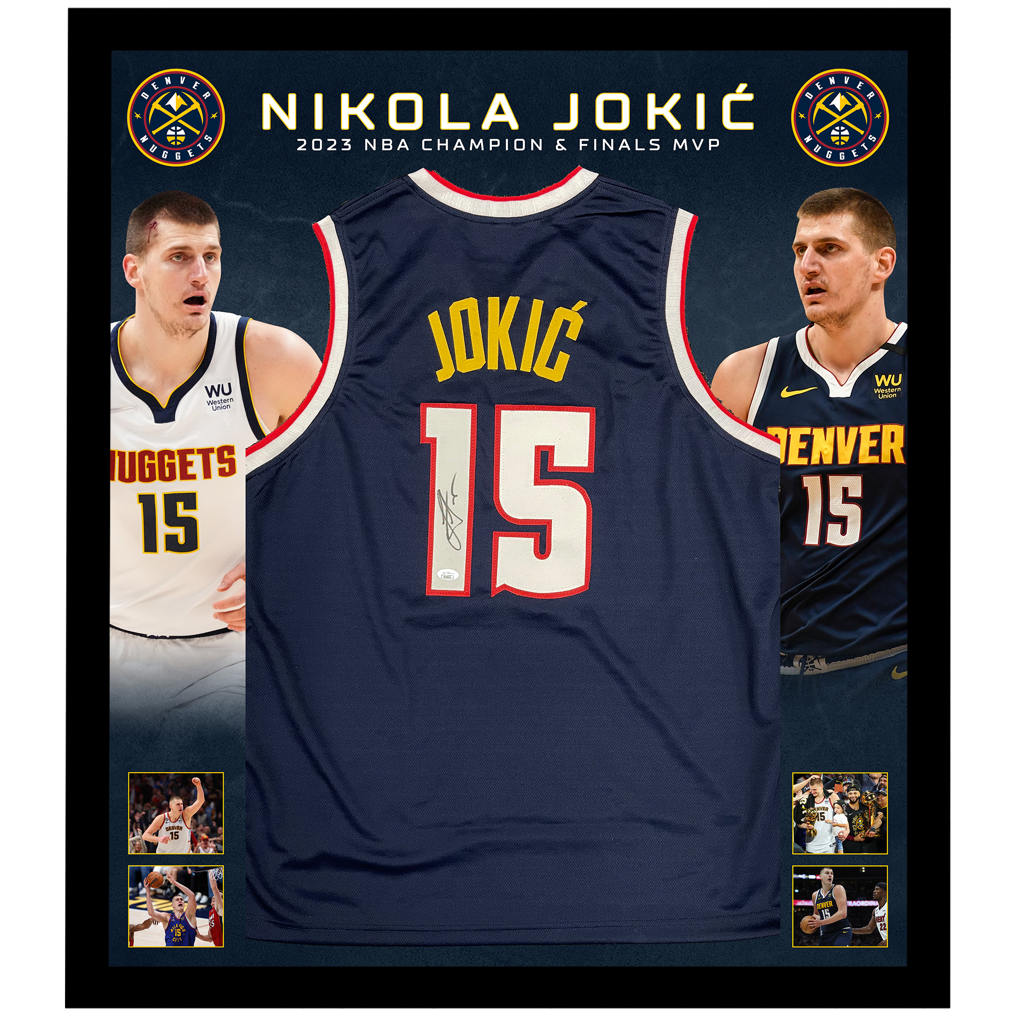 Bleachers Sports Music & Framing — Nikola Jokic Authentic Autographed Denver  Nuggets Jersey and 2023 NBA Championship MVP Photo JSA COA