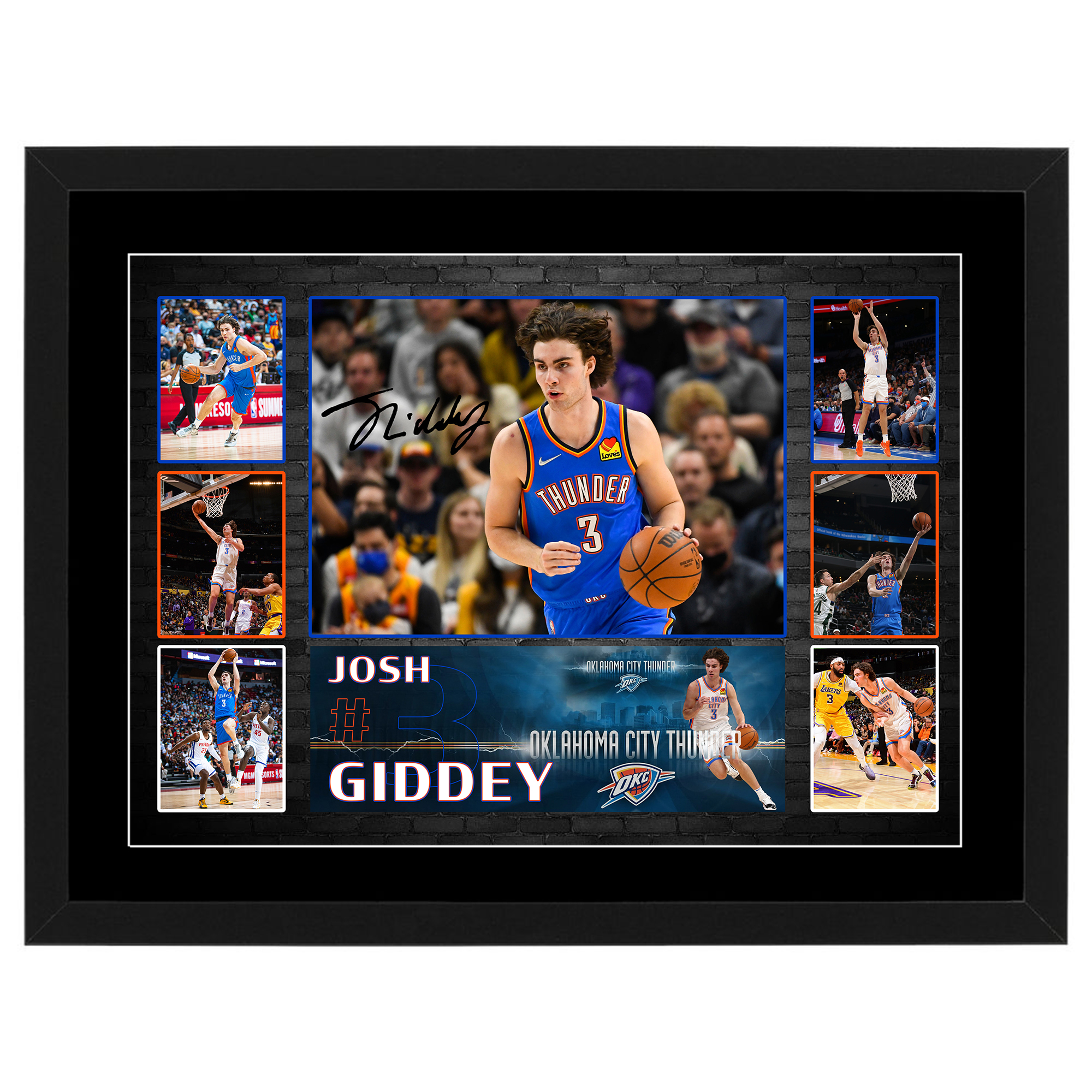 Basketball – JOSH GIDDEY Oklahoma City Thunder Framed Pre Print