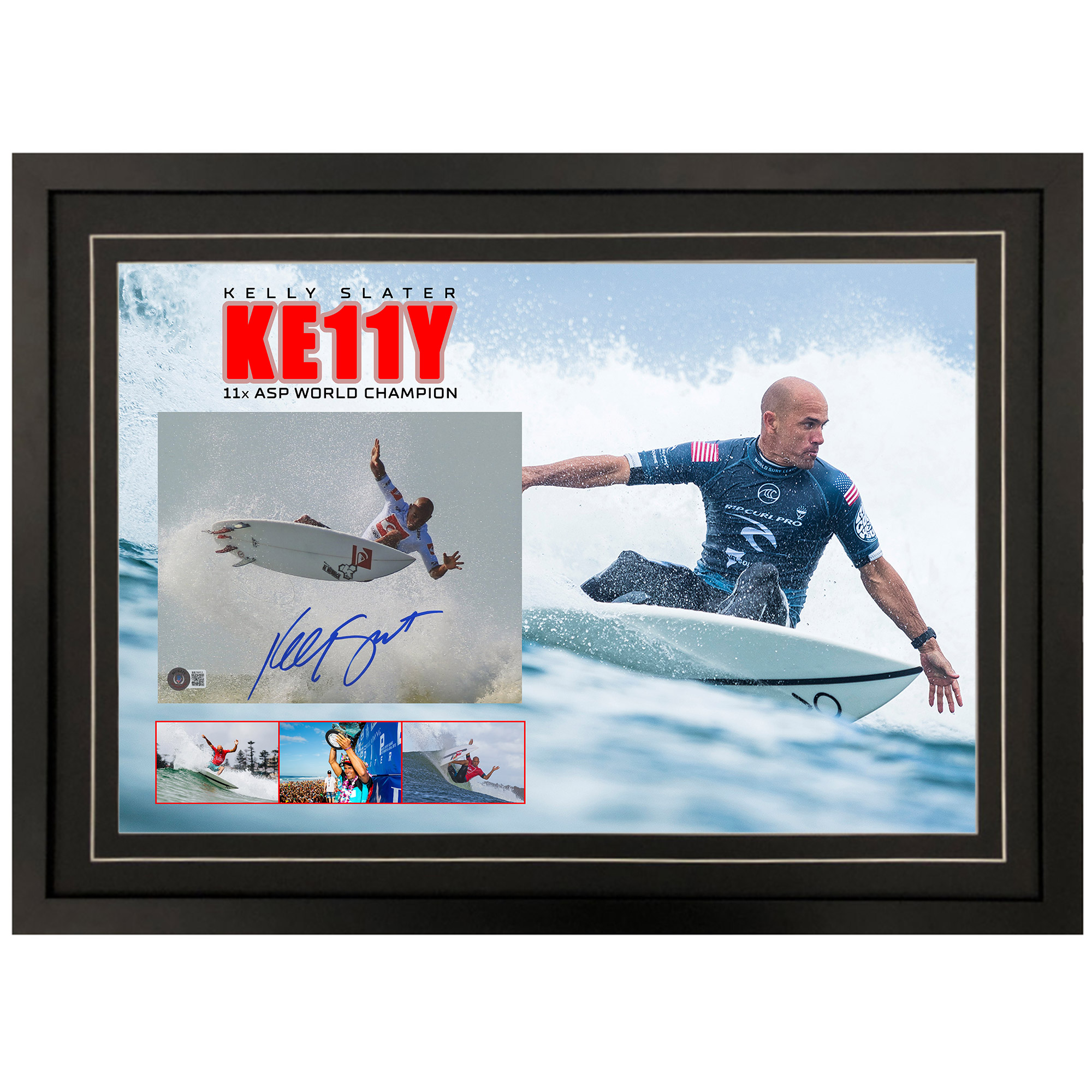 Kelly Slater – Surfing Signed & Framed 8×10 Photo (Bec...