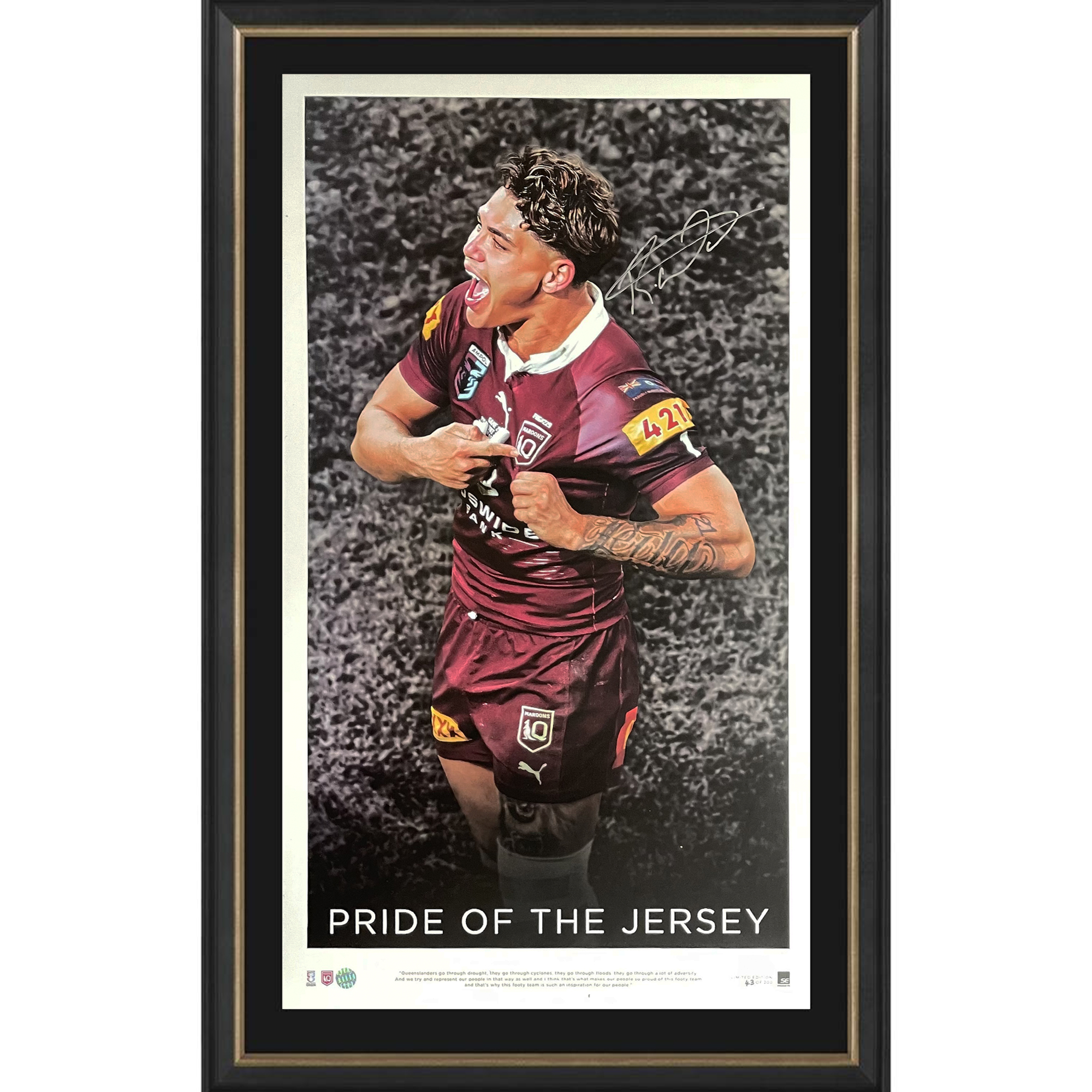 Queensland Maroons – Reece Walsh Signed & Framed Icon Serie...
