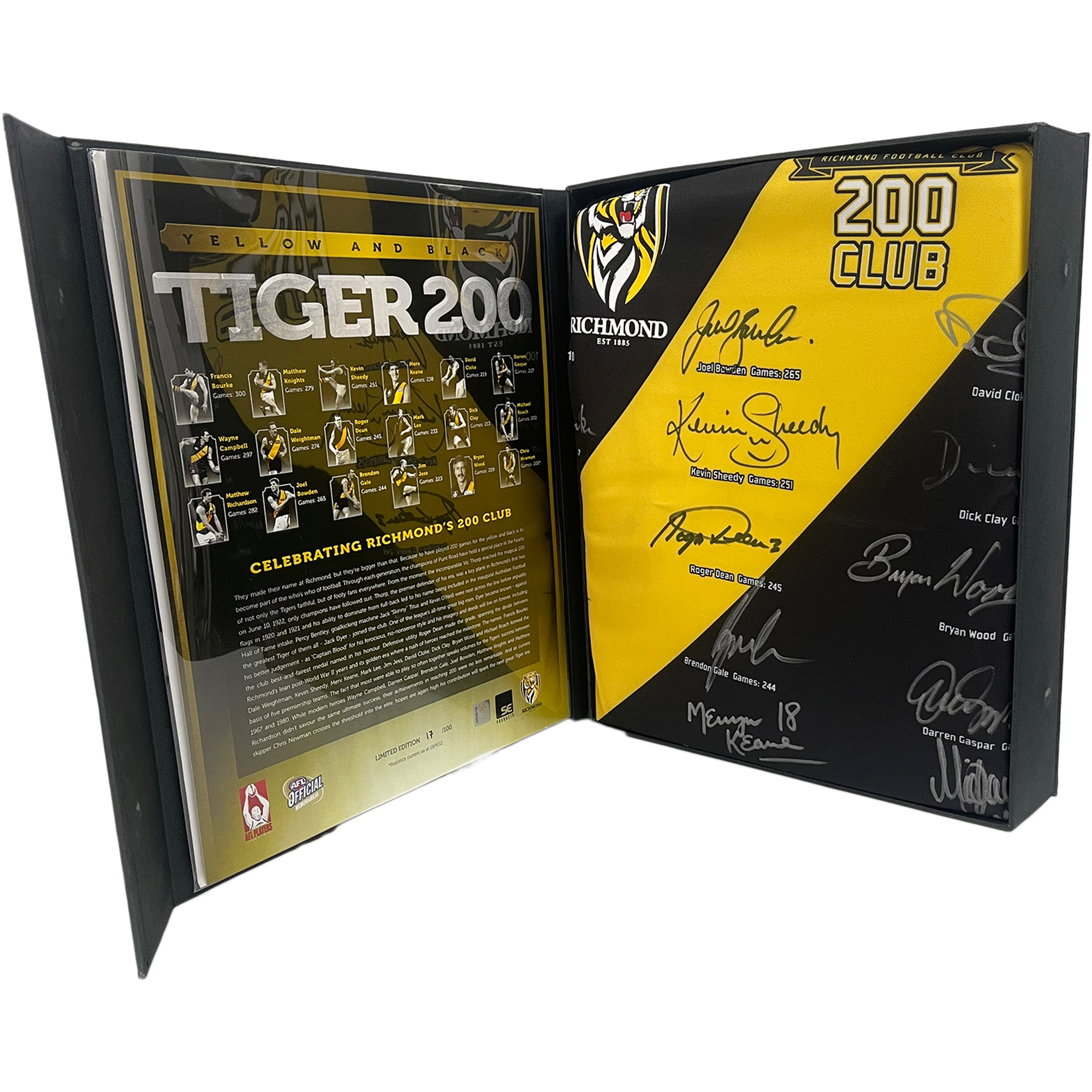 Richmond Tigers – The 200 Club Signed Guernsey in Deluxe Display...