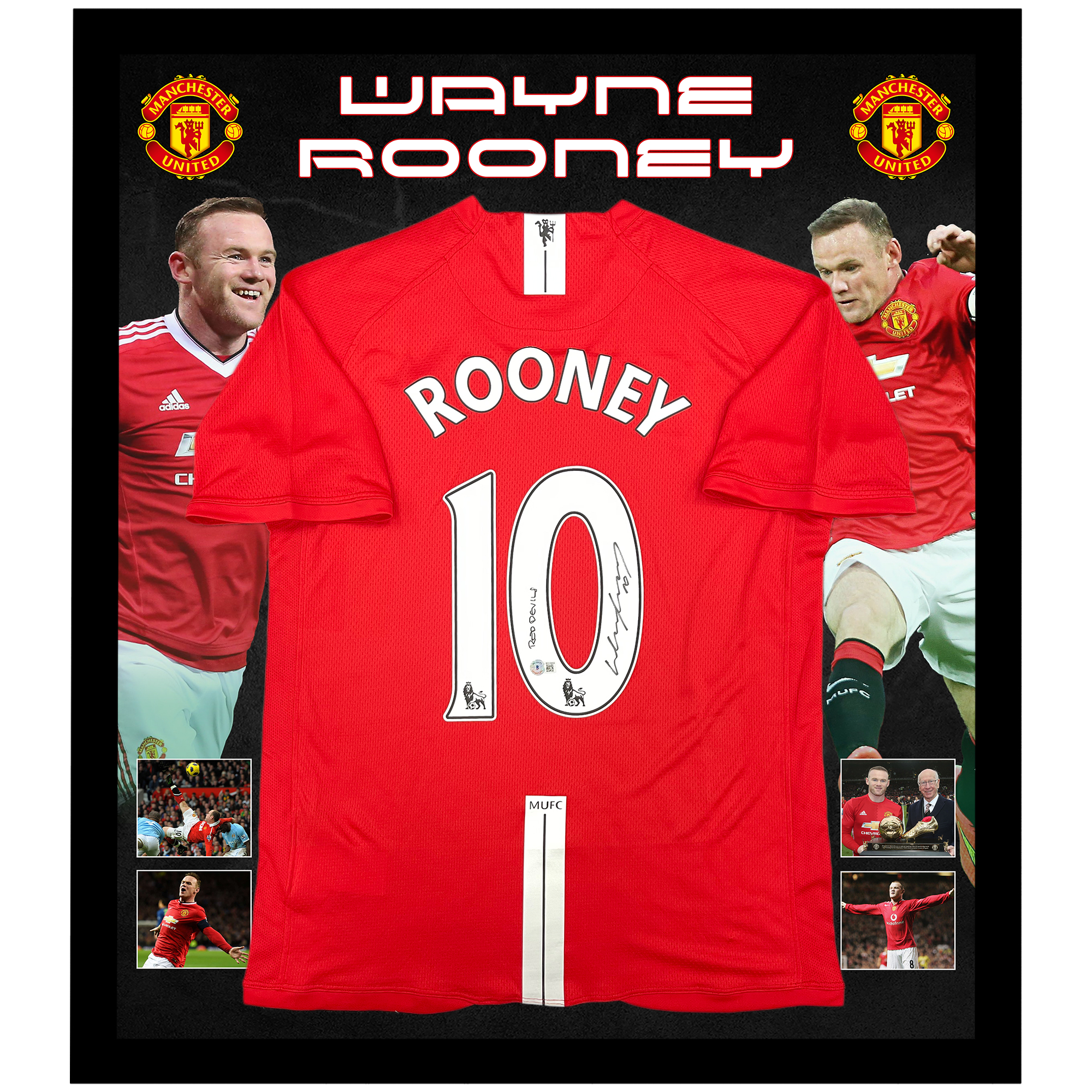 Soccer – Wayne Rooney Signed & Framed Manchester United Jer...