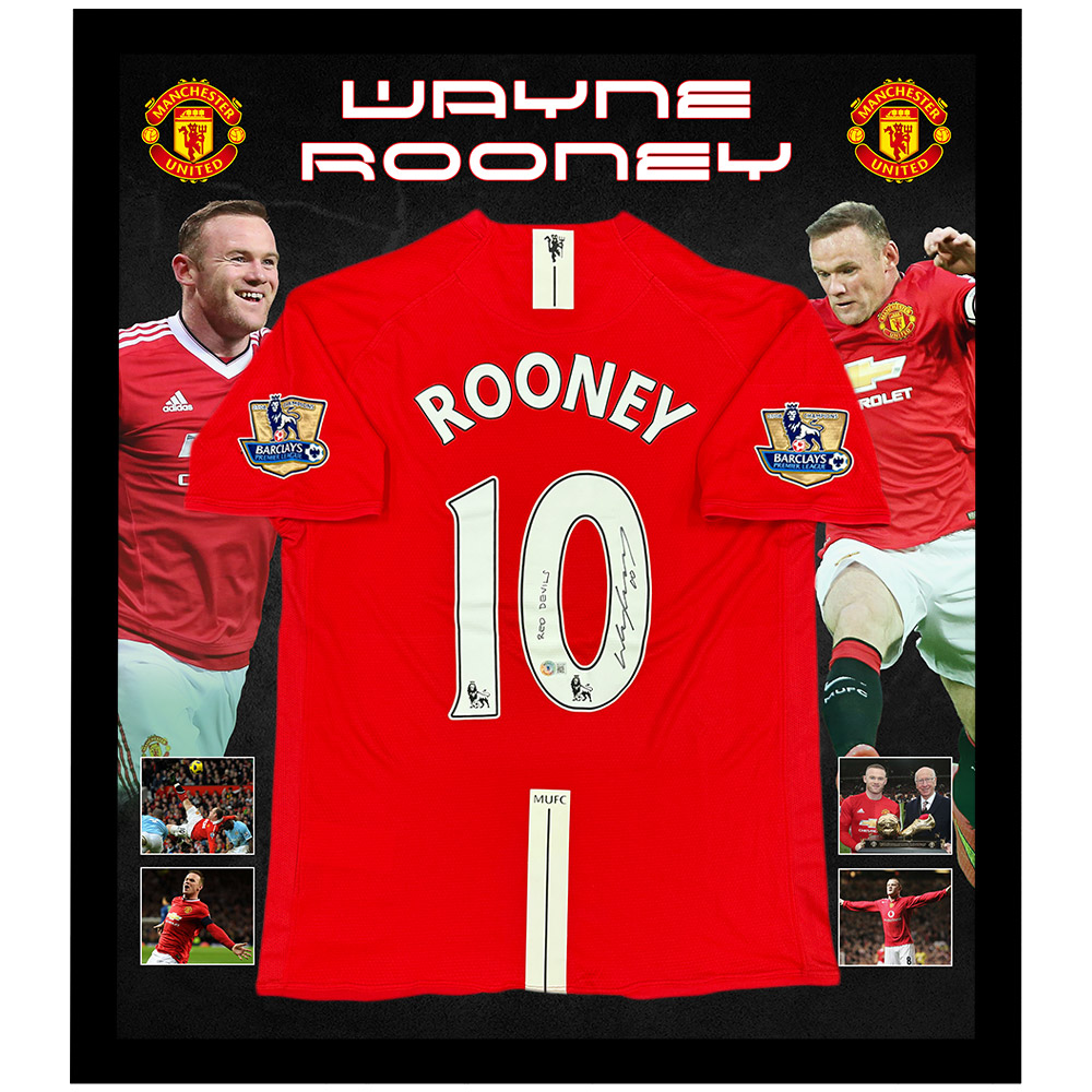 Soccer – Wayne Rooney Signed & Framed Manchester United Jer...