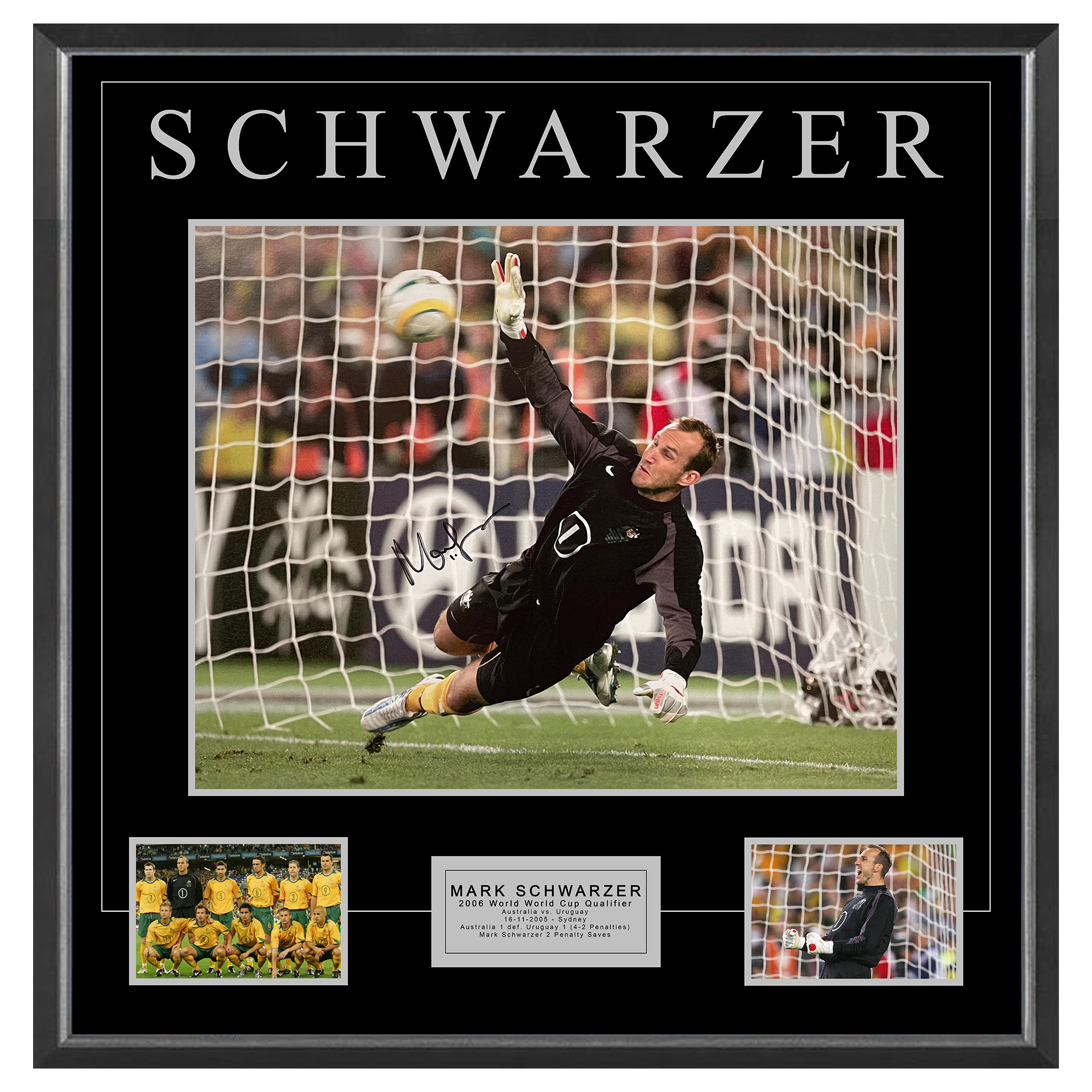 Socceroos – Mark Schwarzer Signed & Framed 16×20 Photo...