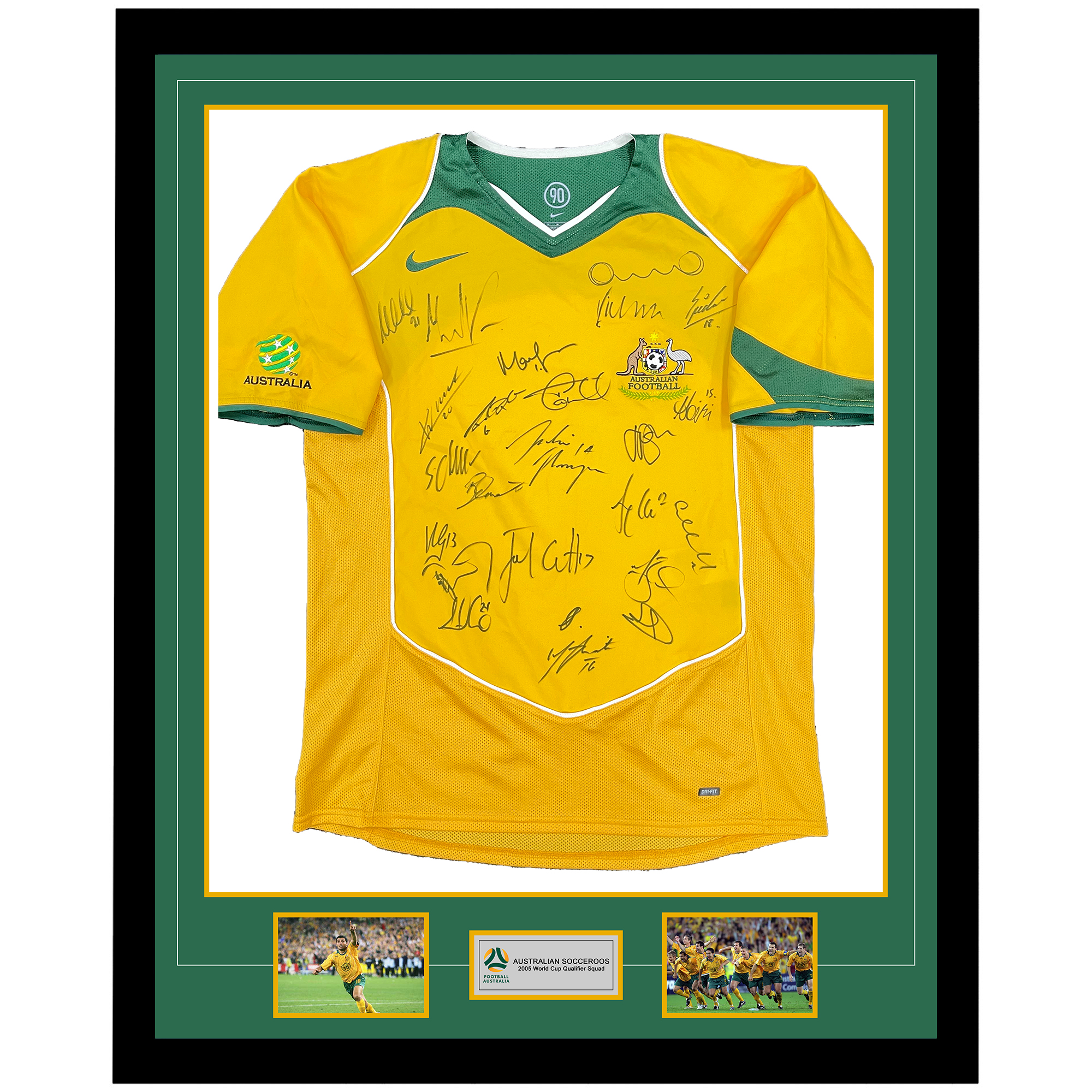 Socceroos – 2005 Qualifiers Squad Signed & Framed Jersey