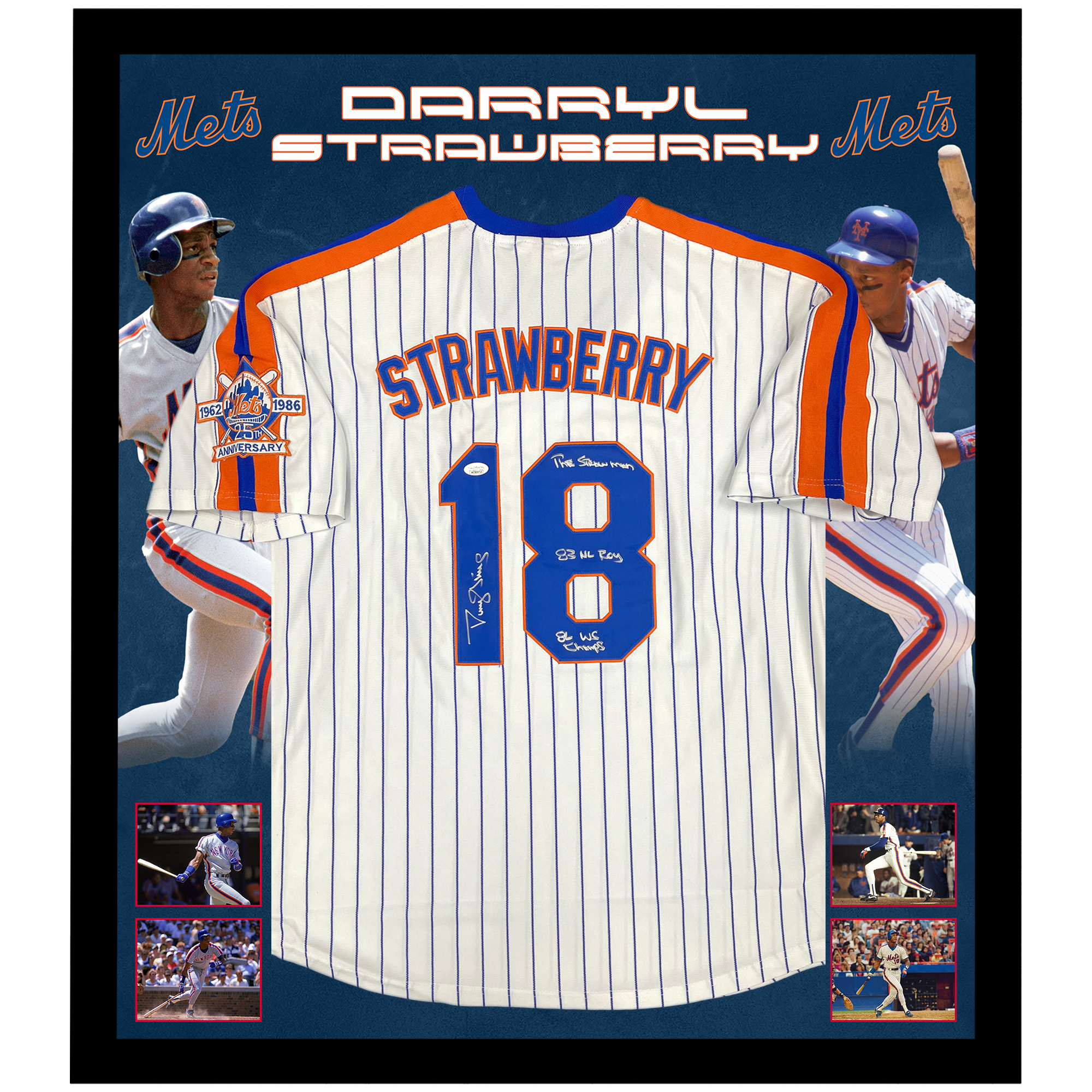 Baseball - Darryl Strawberry Signed & Framed Mets Baseball Jersey
