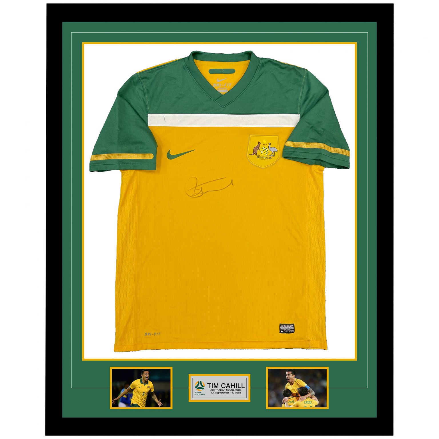 Socceroos Tim Cahill Signed & Framed Jersey Taylormade Memorabilia