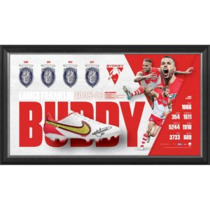LANCE BUDDY FRANKLIN RETIREMENT SIGNED BOOT DISPLAY
