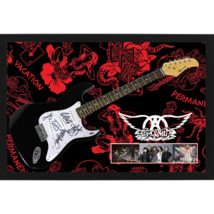 Music - Aerosmith Hand Signed & Framed Full Size Guitar with Custom Backdrop #34268