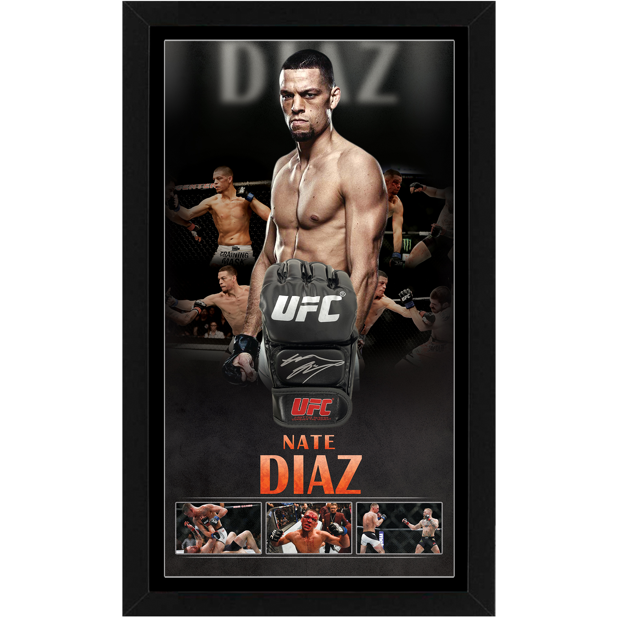 UFC – Nate Diaz Signed & Framed UFC Glove (Beckett Hologram...