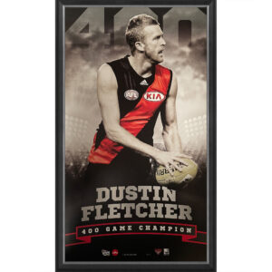 Essendon Bombers - Dustin Fletcher 400 Games Framed Vertiramic Print UNSIGNED