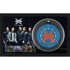 Hinder - Band Signed & Framed Drumhead (JSA Hologram)