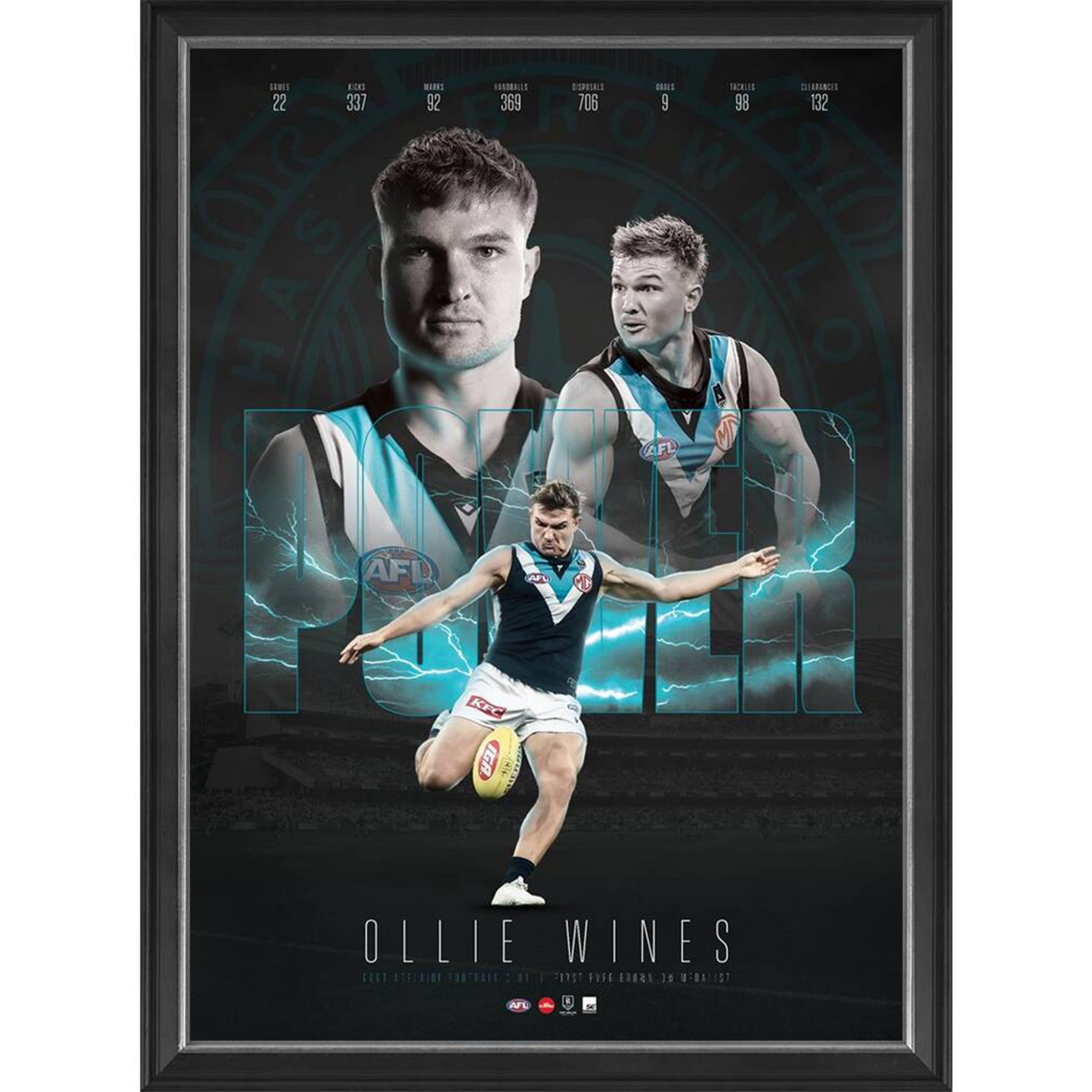 OLLIE WINES BROWNLOW MEDAL FRAMED POSTER Taylormade Memorabilia