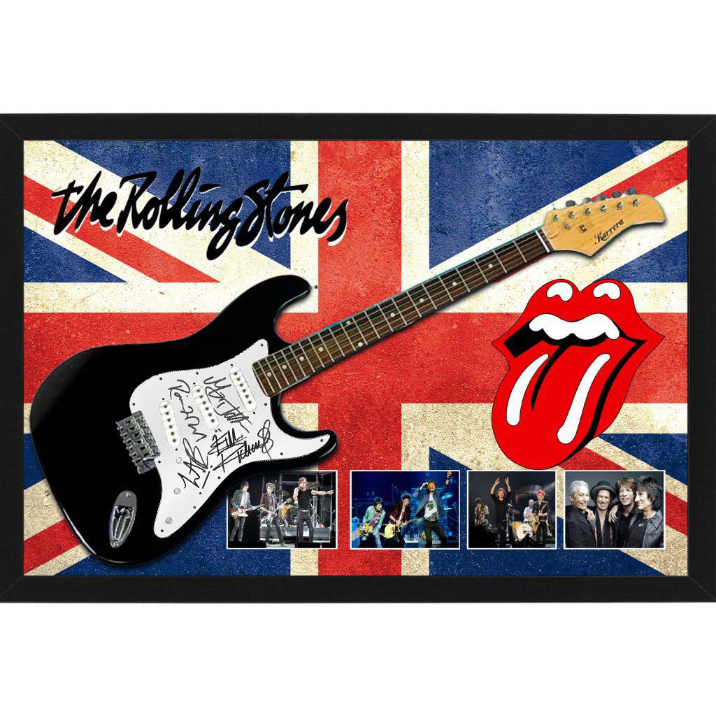 Music – The Rolling Stones Hand Signed & Framed Full Size G...