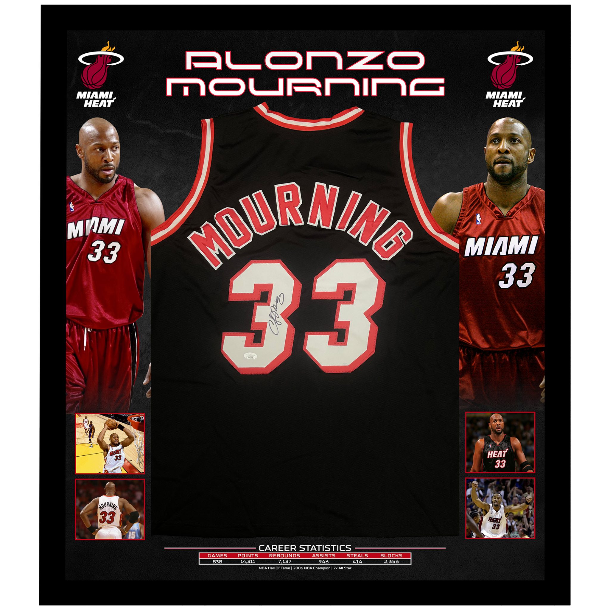 Basketball - ALONZO MOURNING Signed & Framed Miami Heat Jersey (JSA COA ...