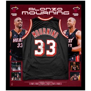 Basketball - ALONZO MOURNING Signed & Framed Miami Heat Jersey (JSA COA)